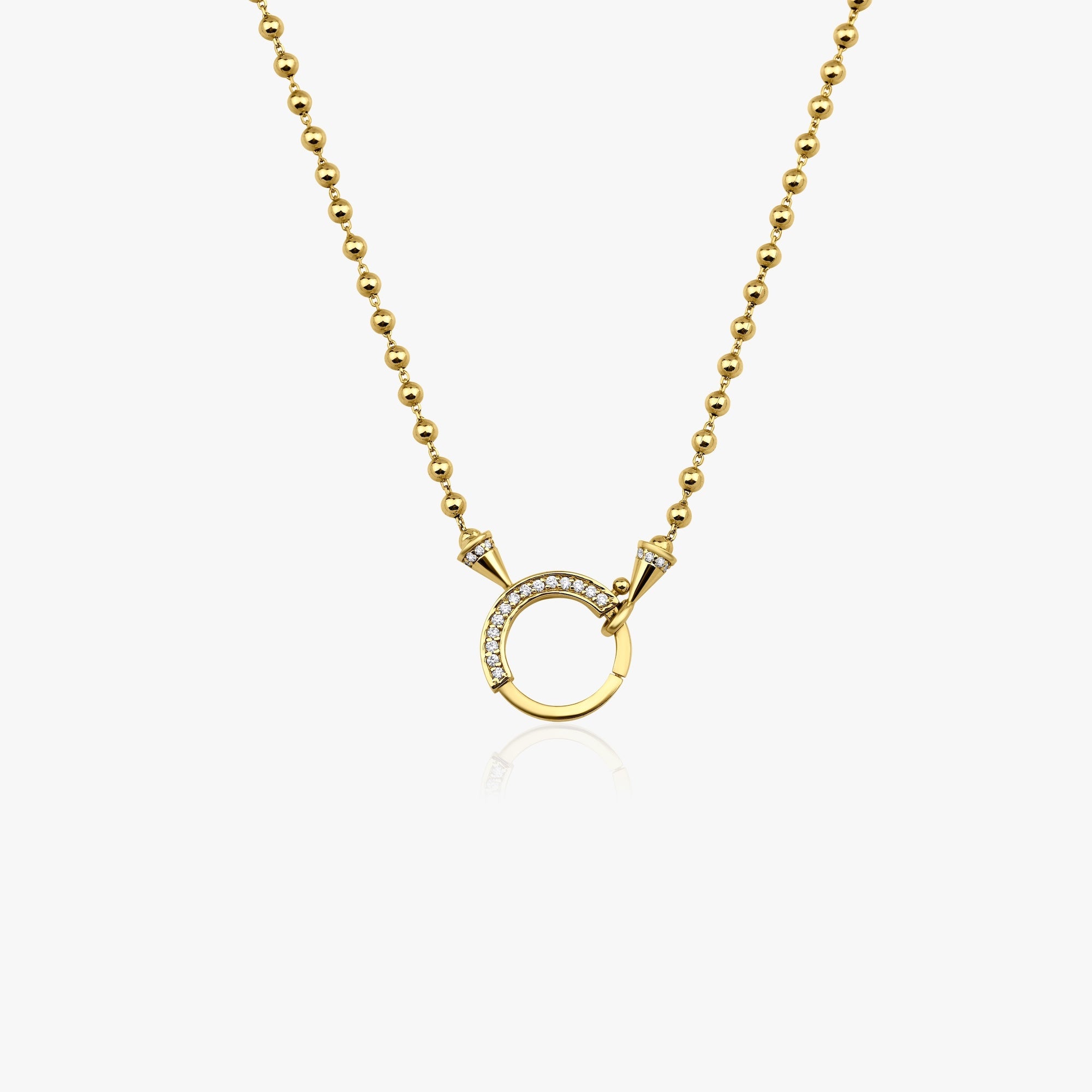 Diamond Lock Chain With Ball Chain in 14K Gold