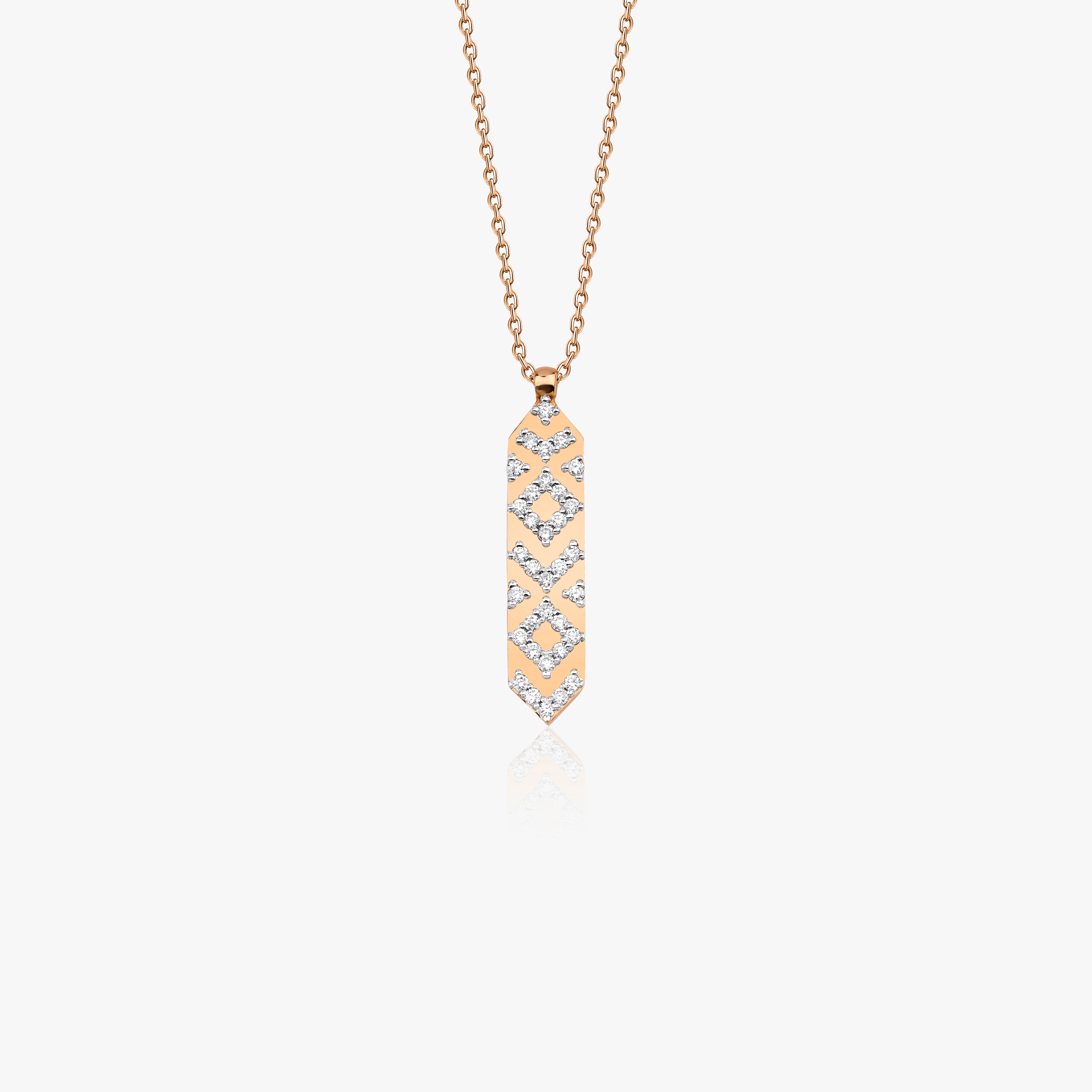 Diamond Vertical Talisman Bar Necklace Available in 14K and 18K Gold