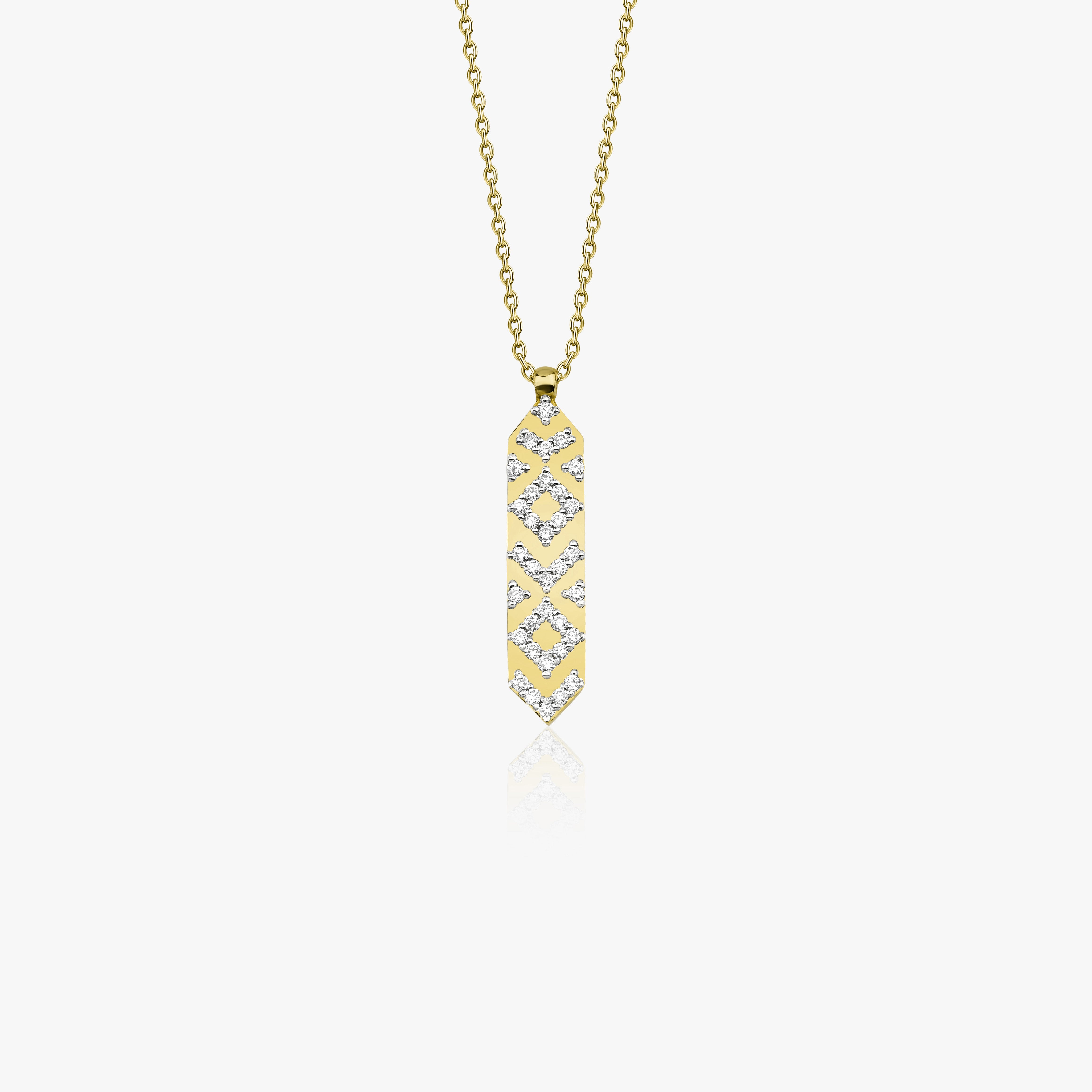 Diamond Vertical Talisman Bar Necklace Available in 14K and 18K Gold