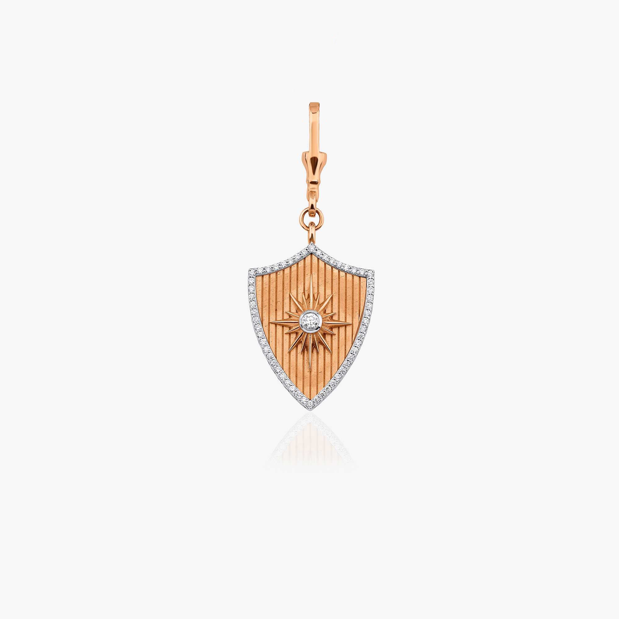 Diamond Shield Medallion Available in 14K and 18K Gold