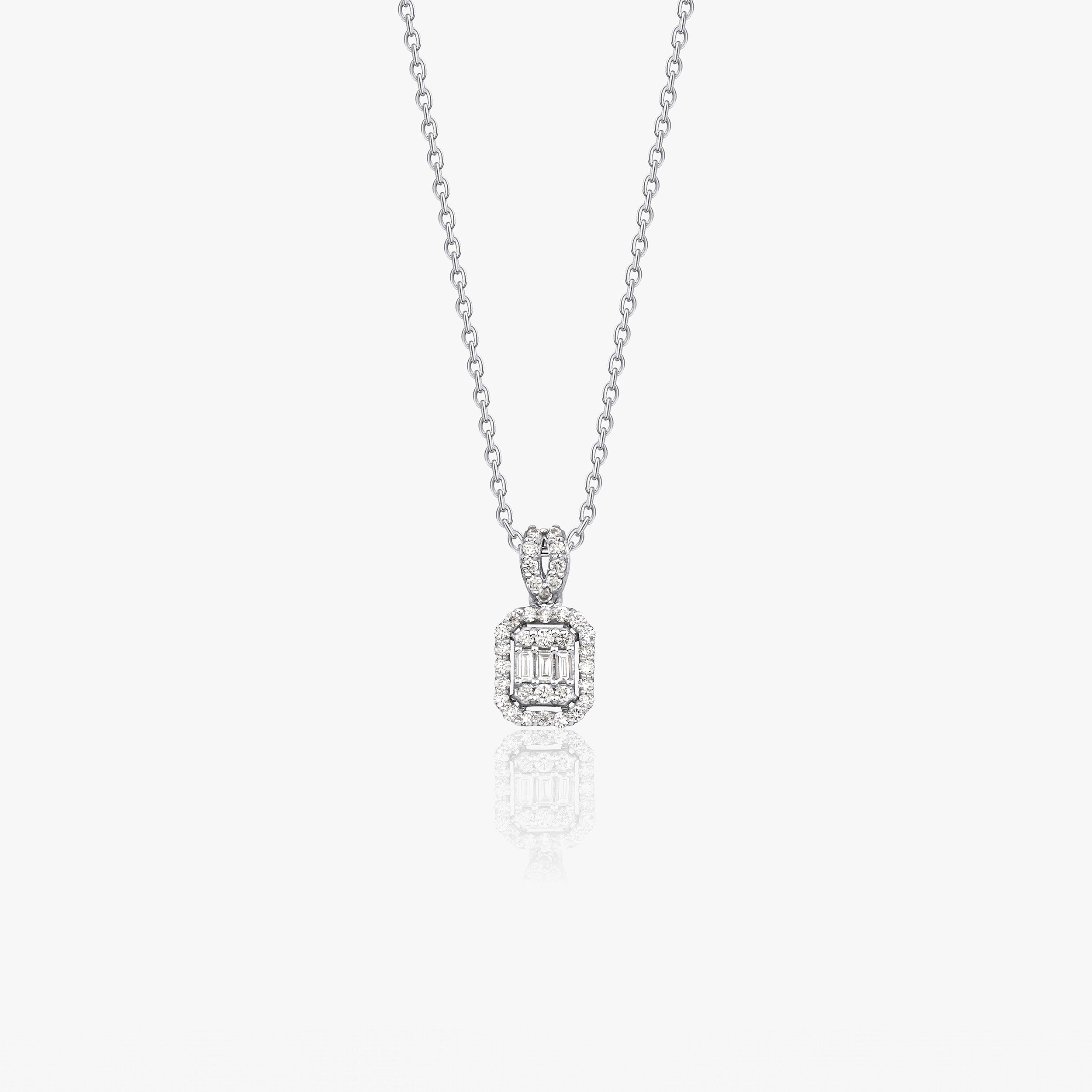 Mini Baguette Diamond Necklace in 14K Gold