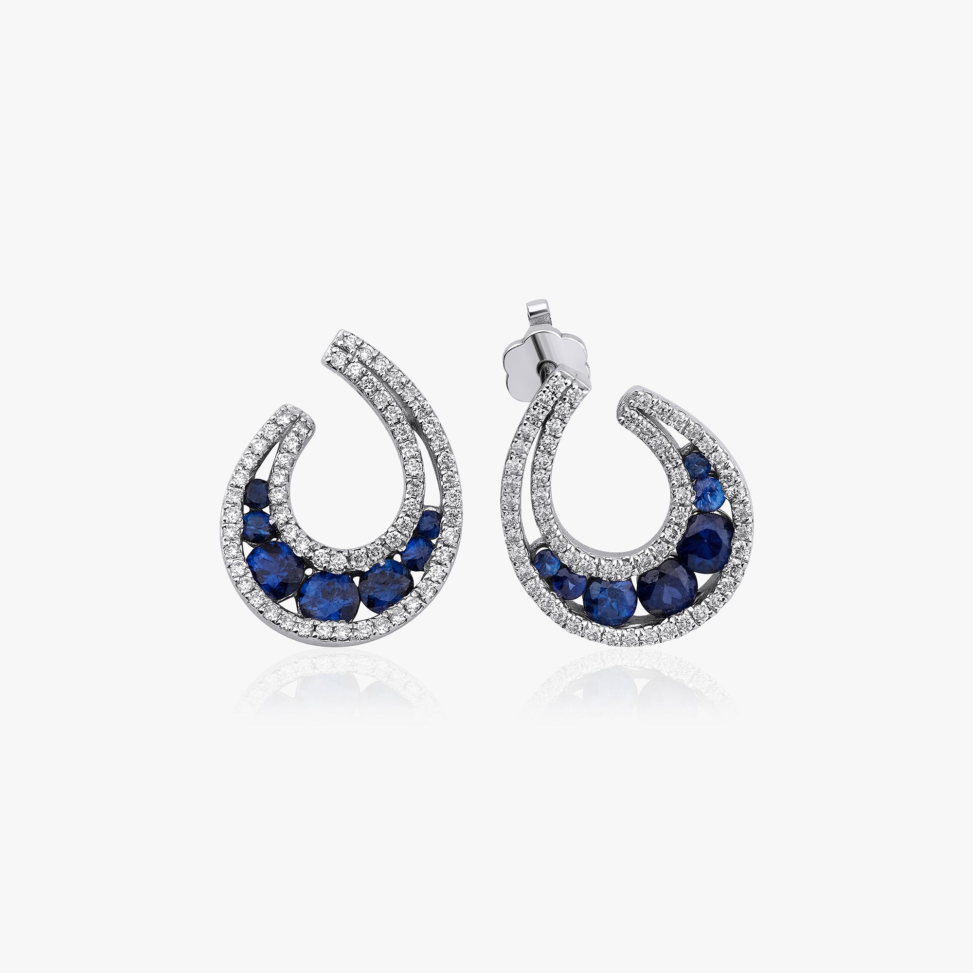 Large Sapphire and Diamond Drop Earrings Available in 14K and 18K Gold