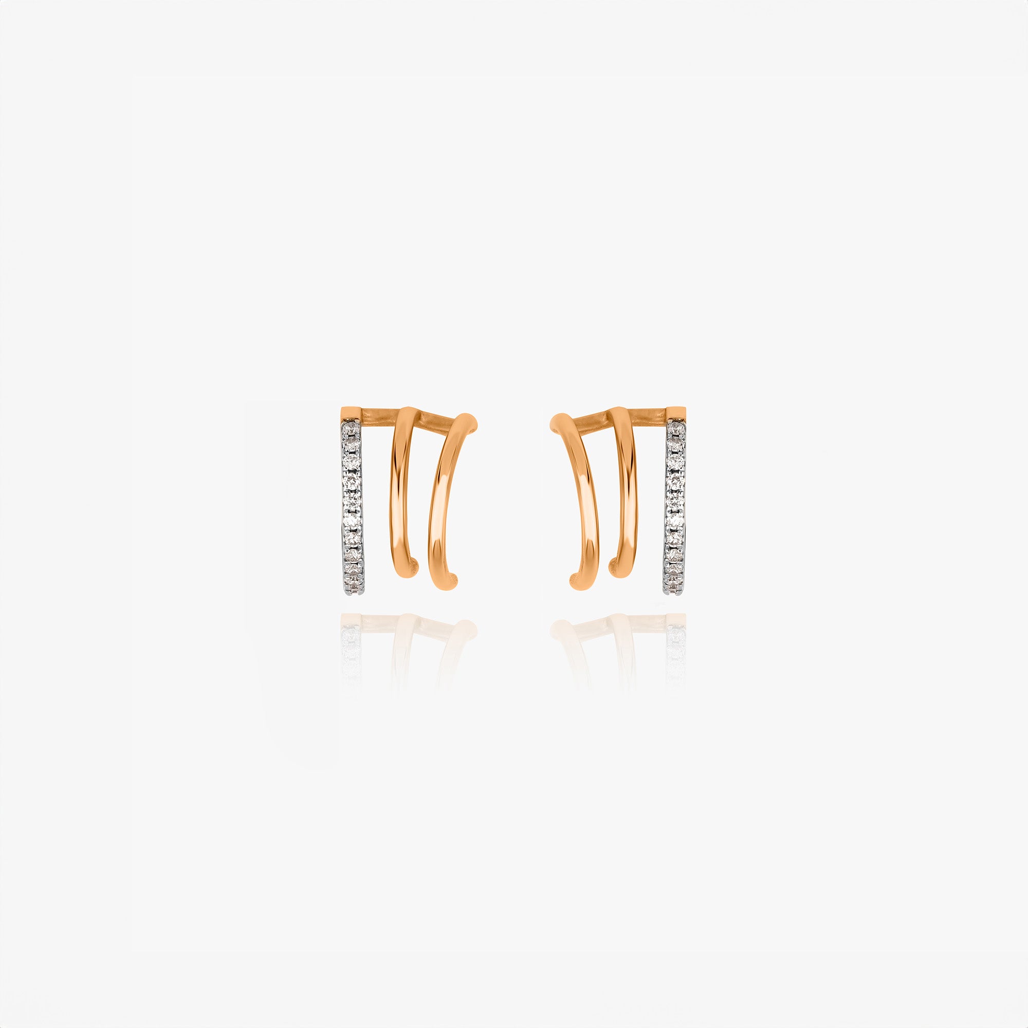 Modern Contemporary Diamond Earrings in 14K Gold