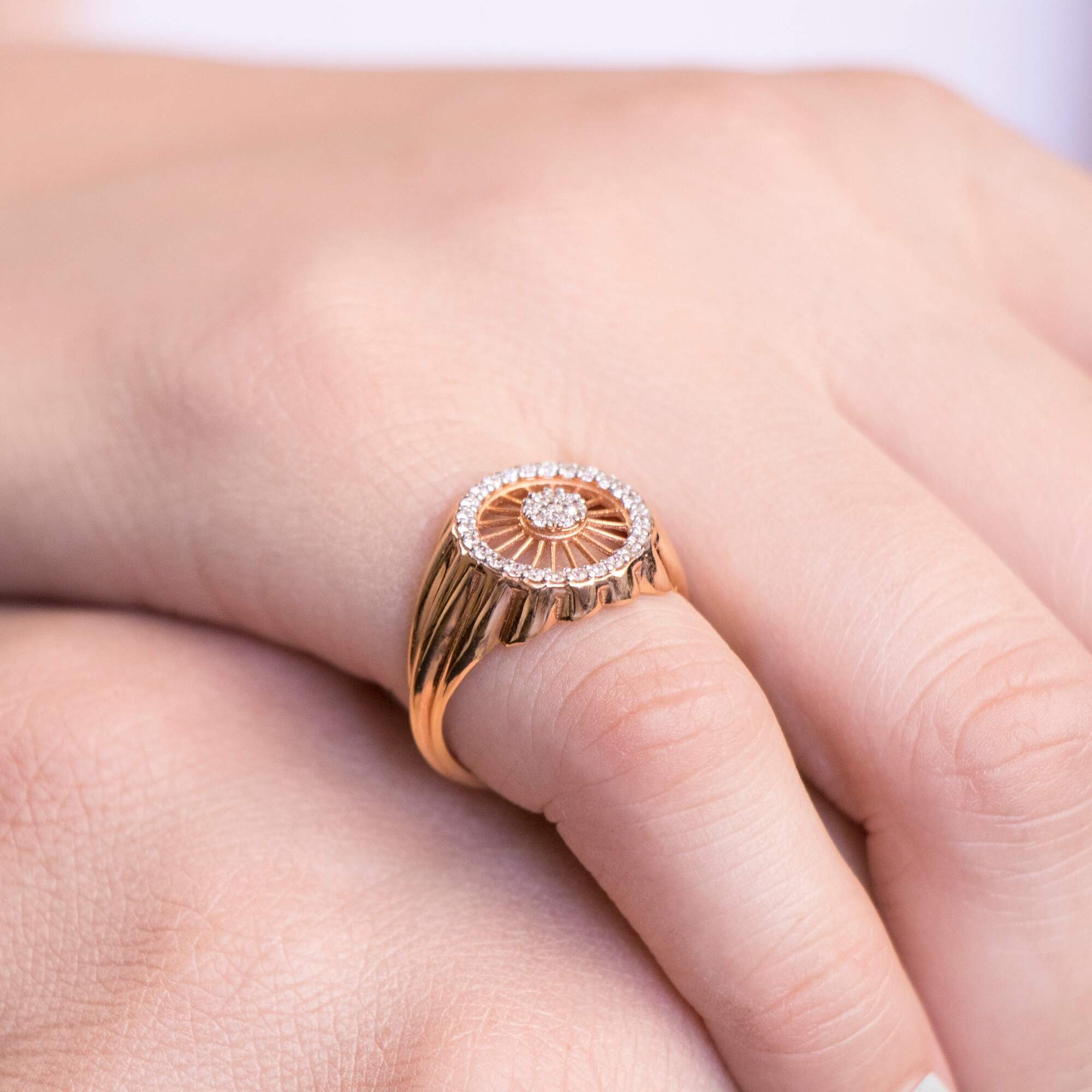 Diamond Sun Ring in 14K Gold