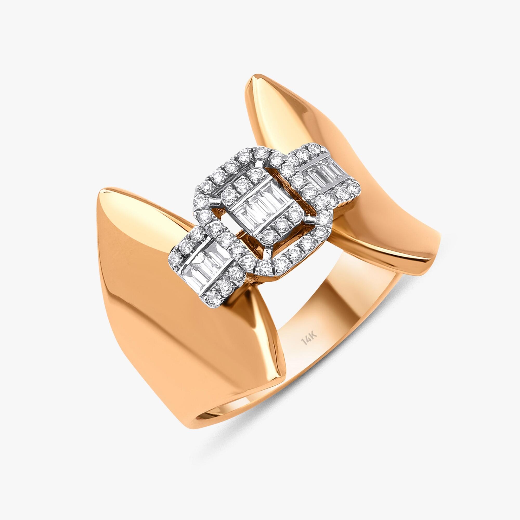 Contemporary Diamond Ring in 14K Gold