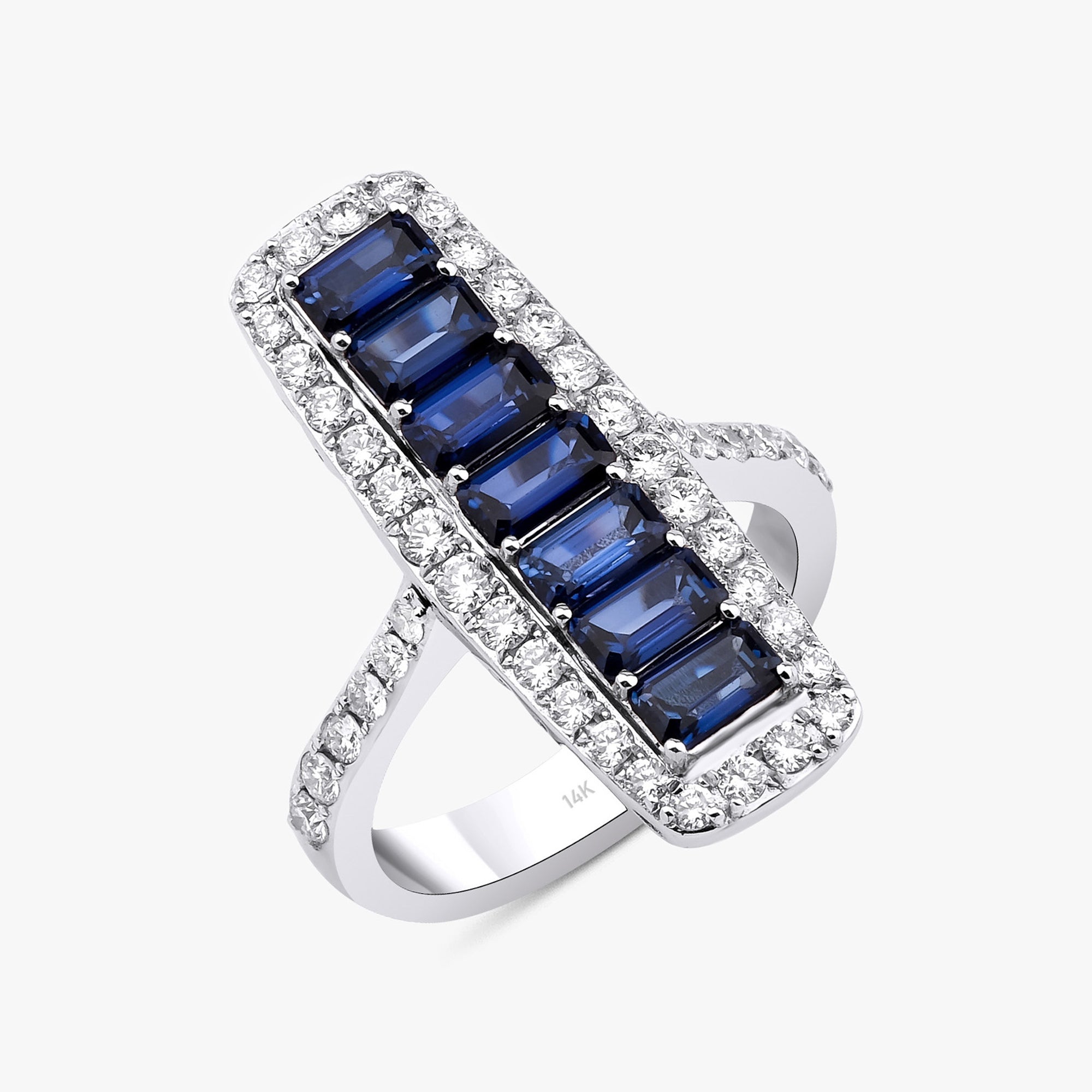 Blue Sapphire and Diamond Ring in 14K Gold