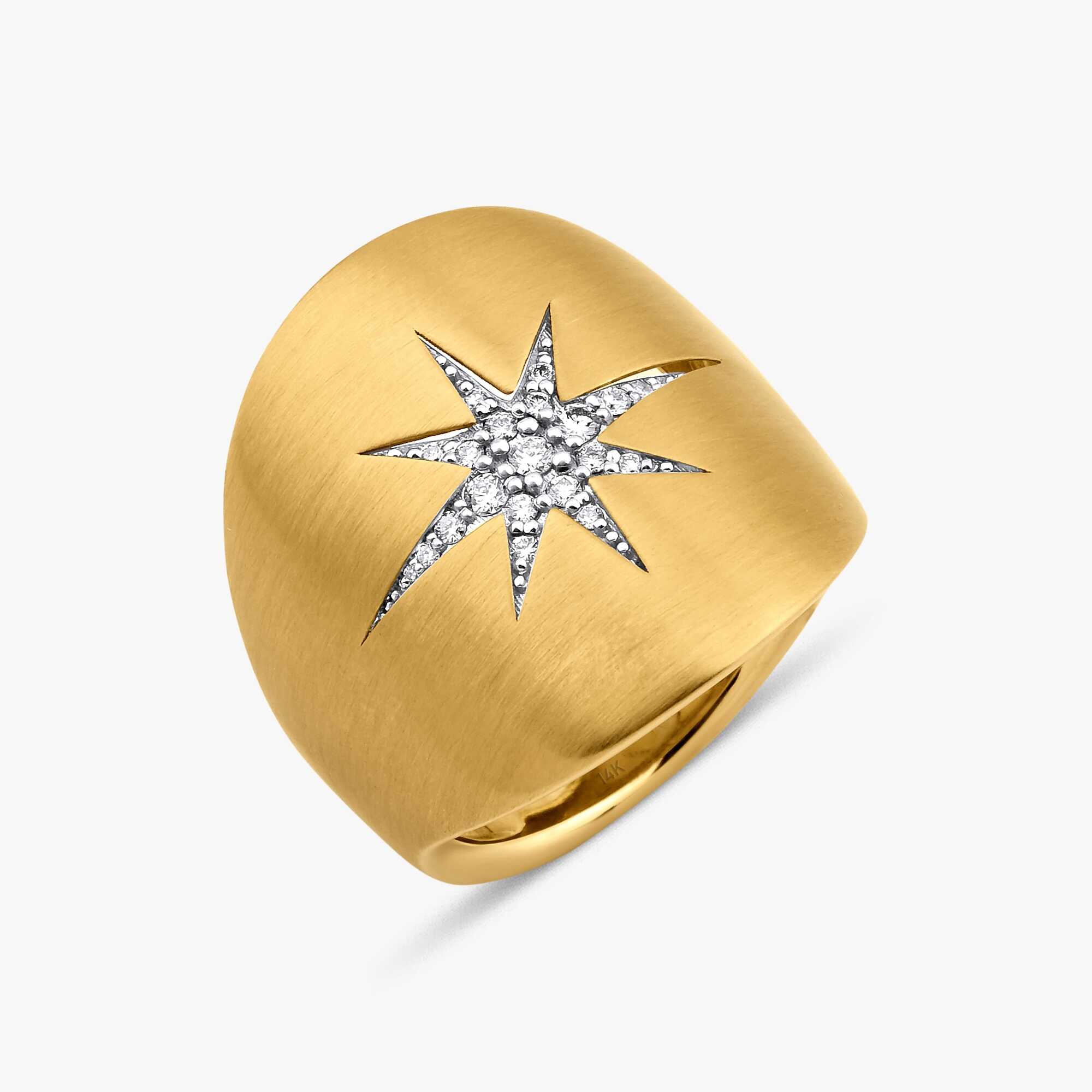 Large Diamond North Star Ring in 14K Gold