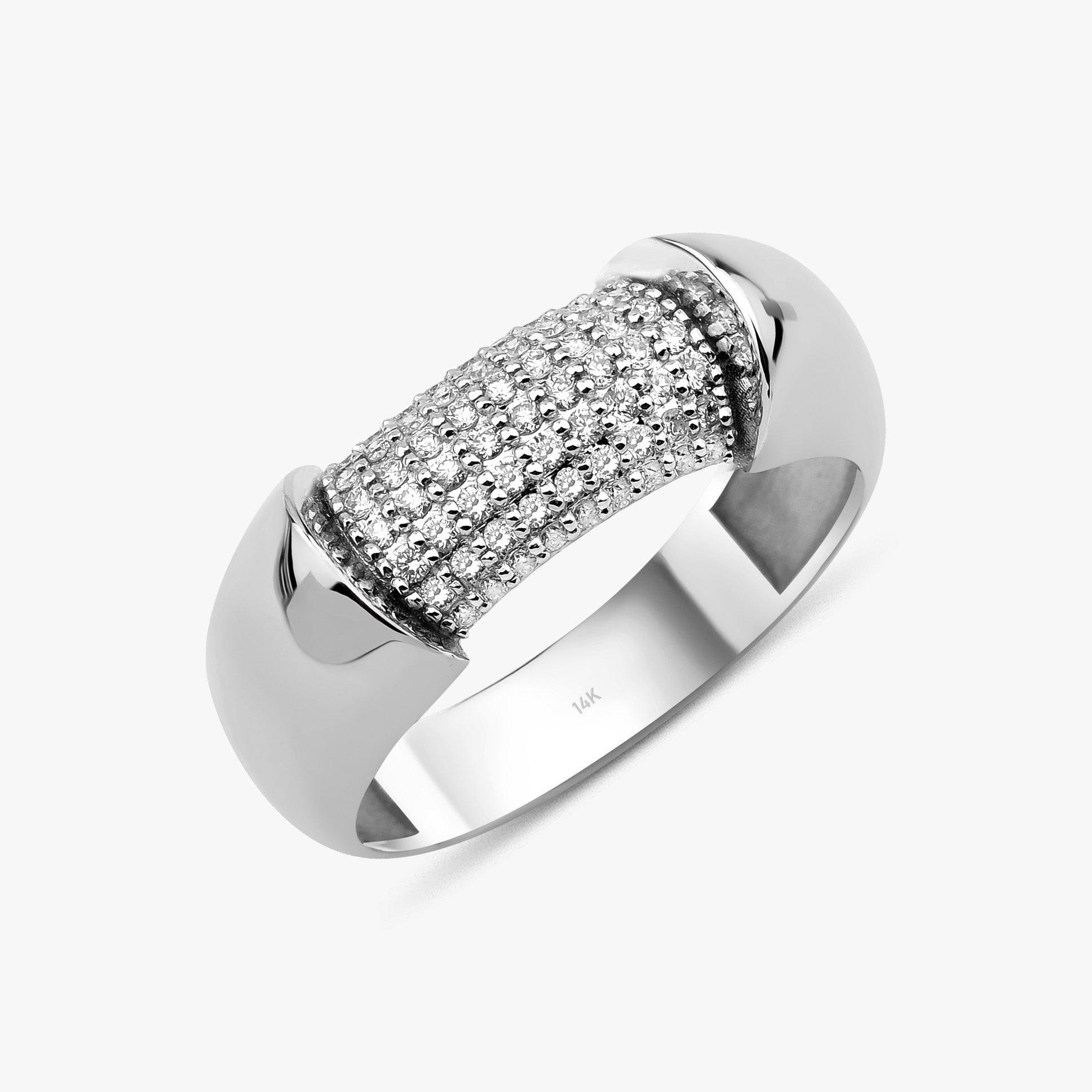 Modern Pave Set Diamond Ring in 14K Gold