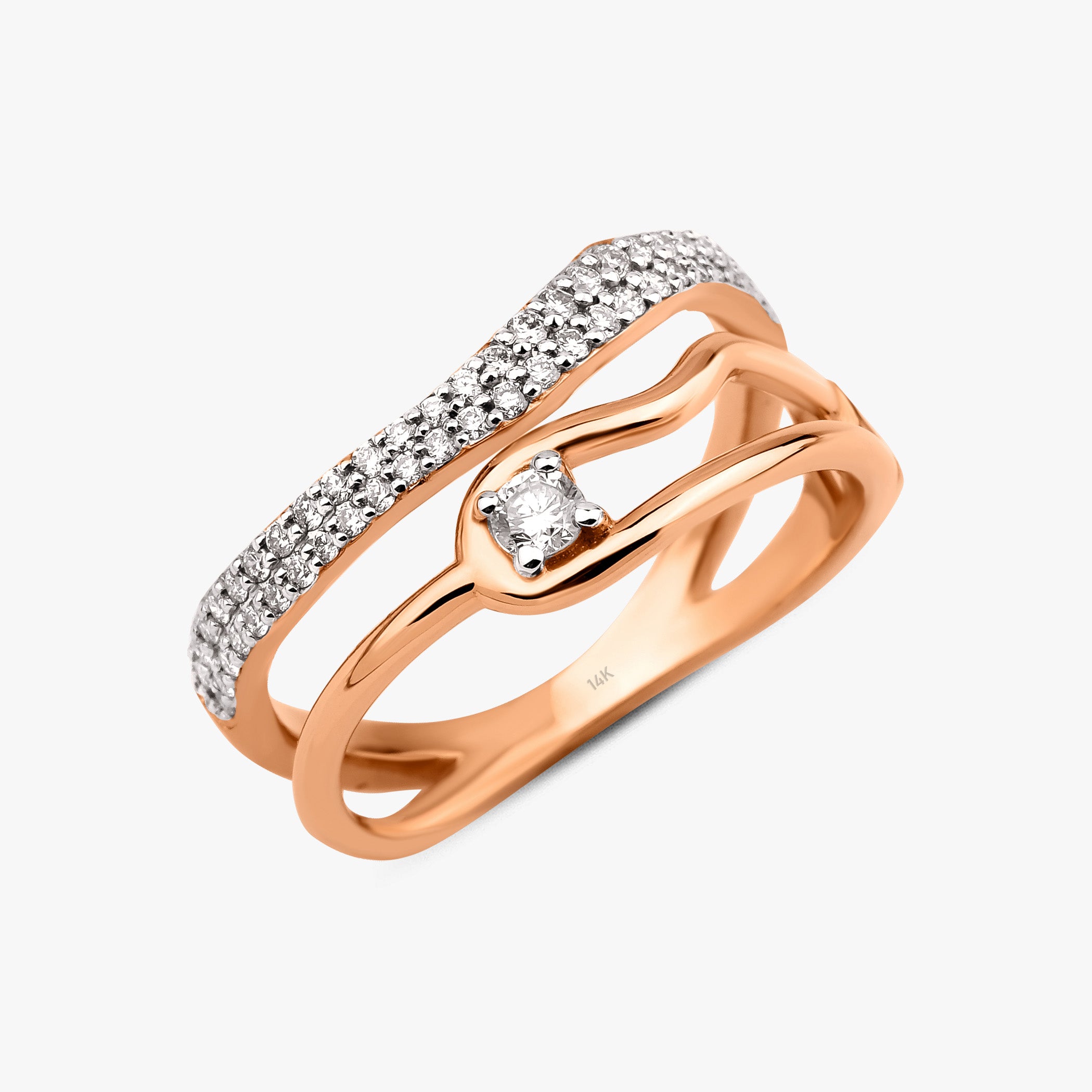 Diamond Modern Organic Shape Ring in 14K Gold