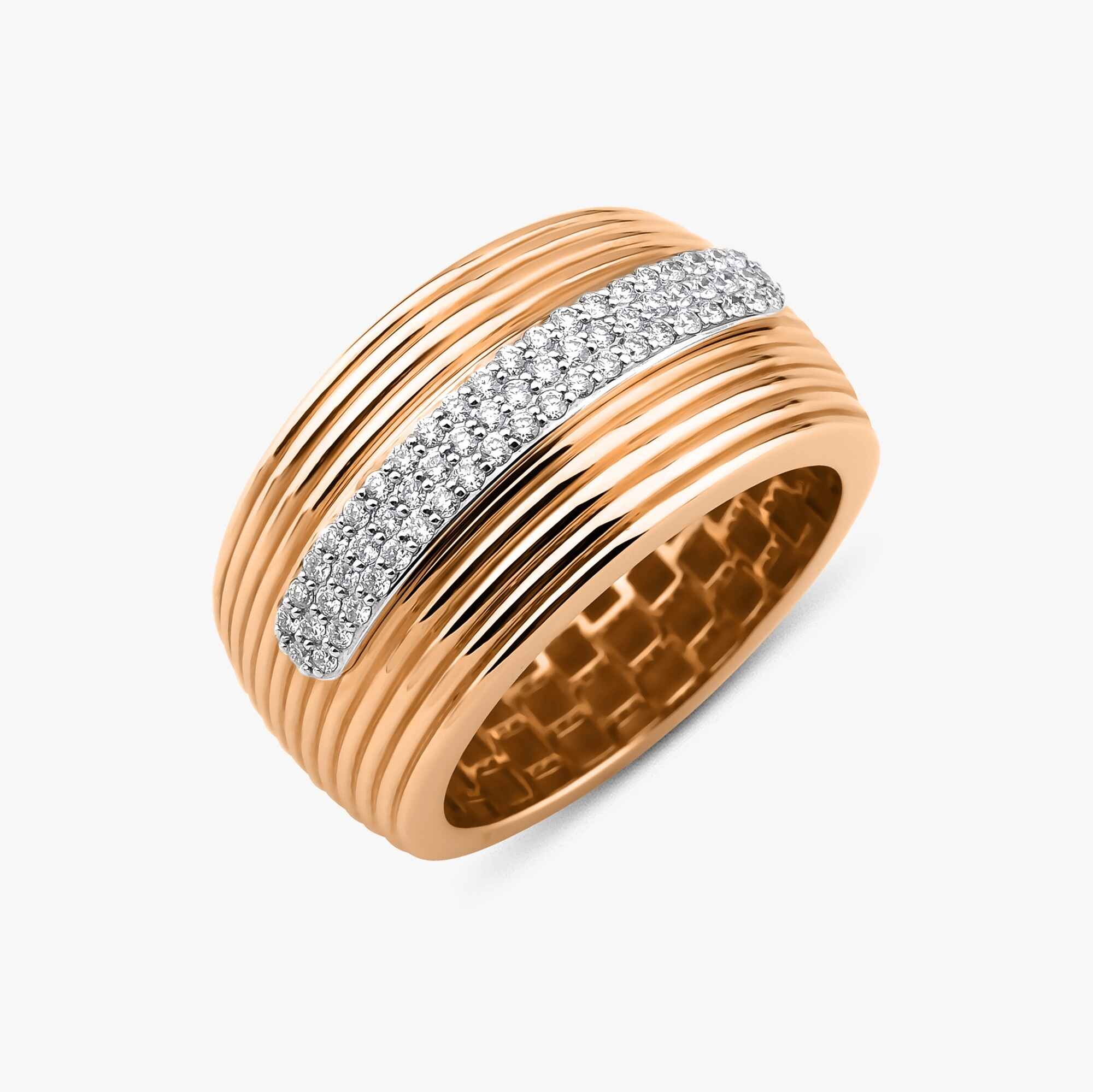 Pave Set Diamond Dome Ring in 14K Gold