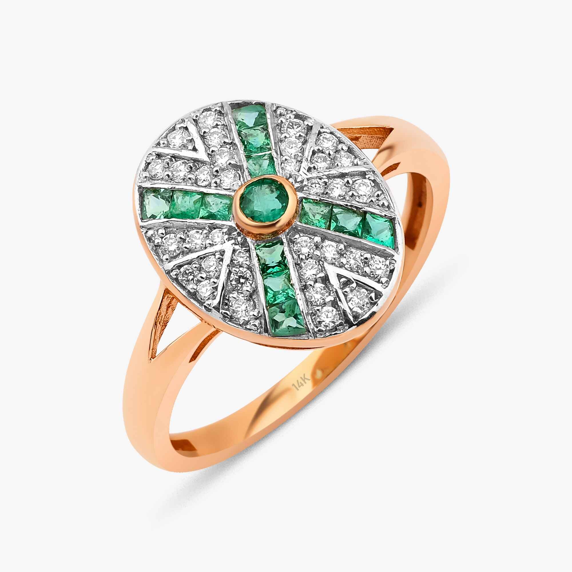 Emerald and Diamond X Ring