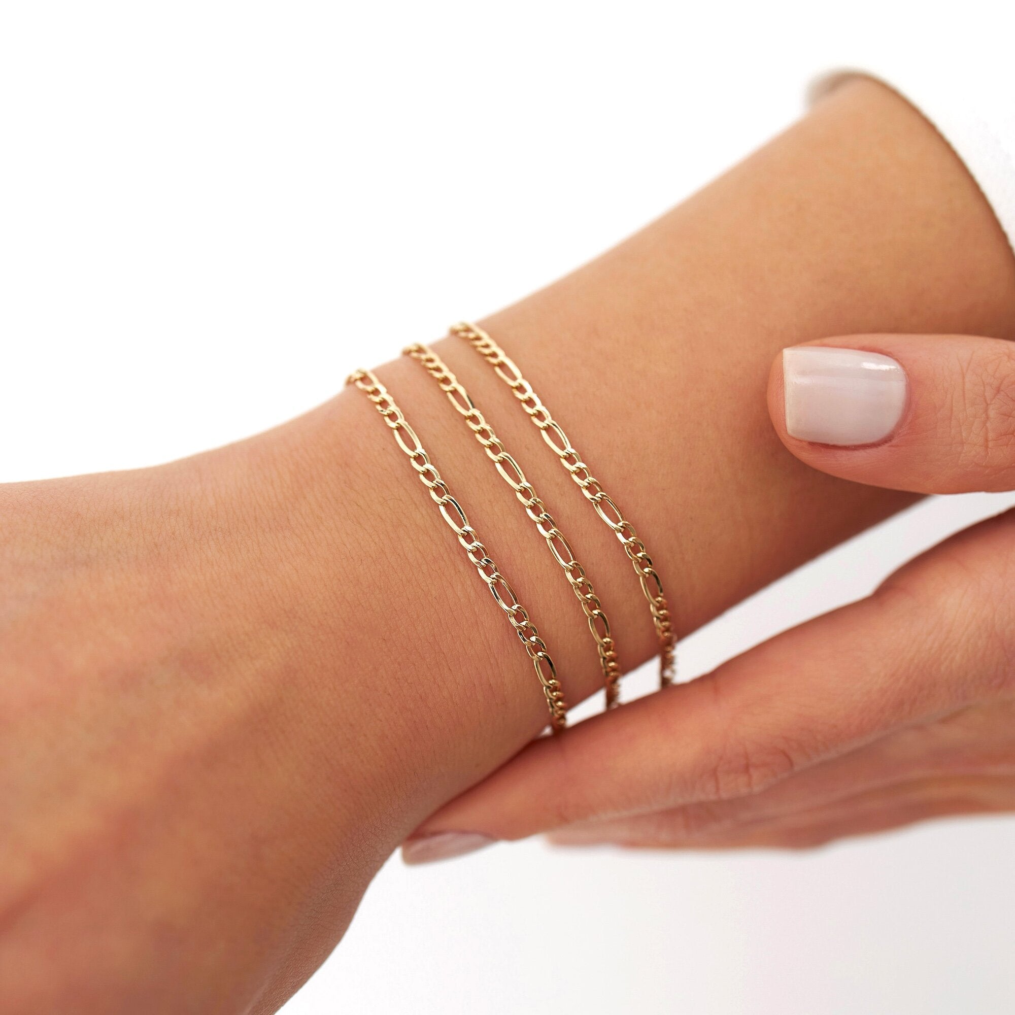 Dainty Figaro Chain Bracelet in 14K Gold