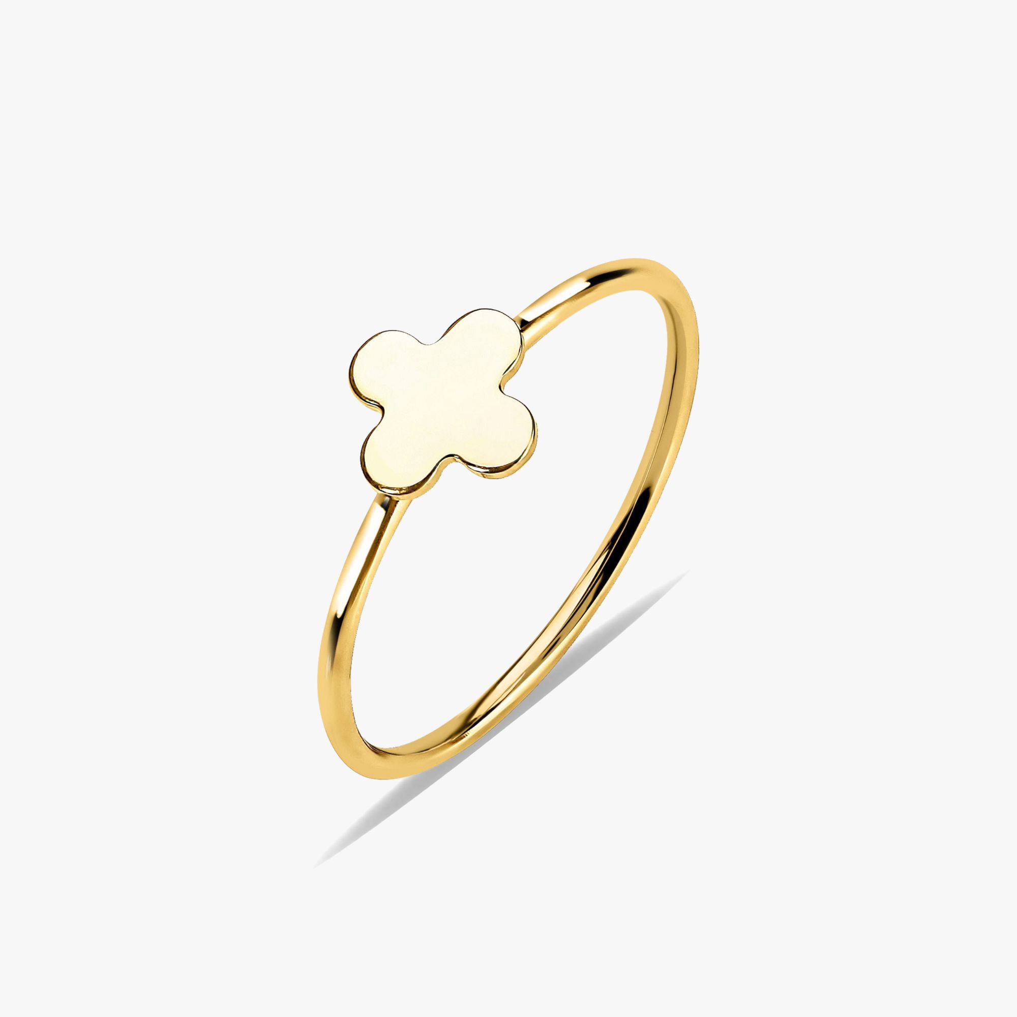 Mini Clover Ring in 14K Gold