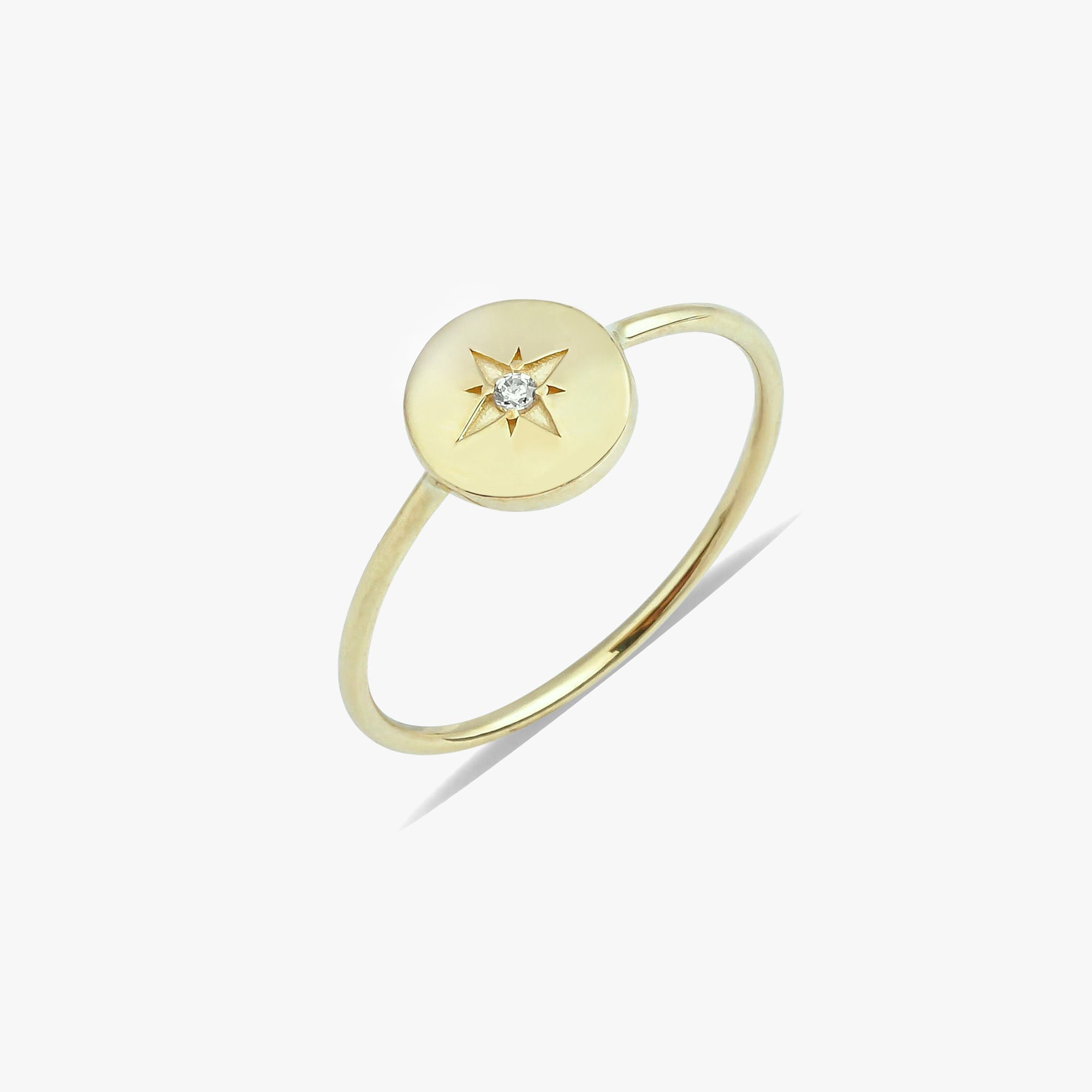 Mini Diamond North Star Ring in 14K Gold