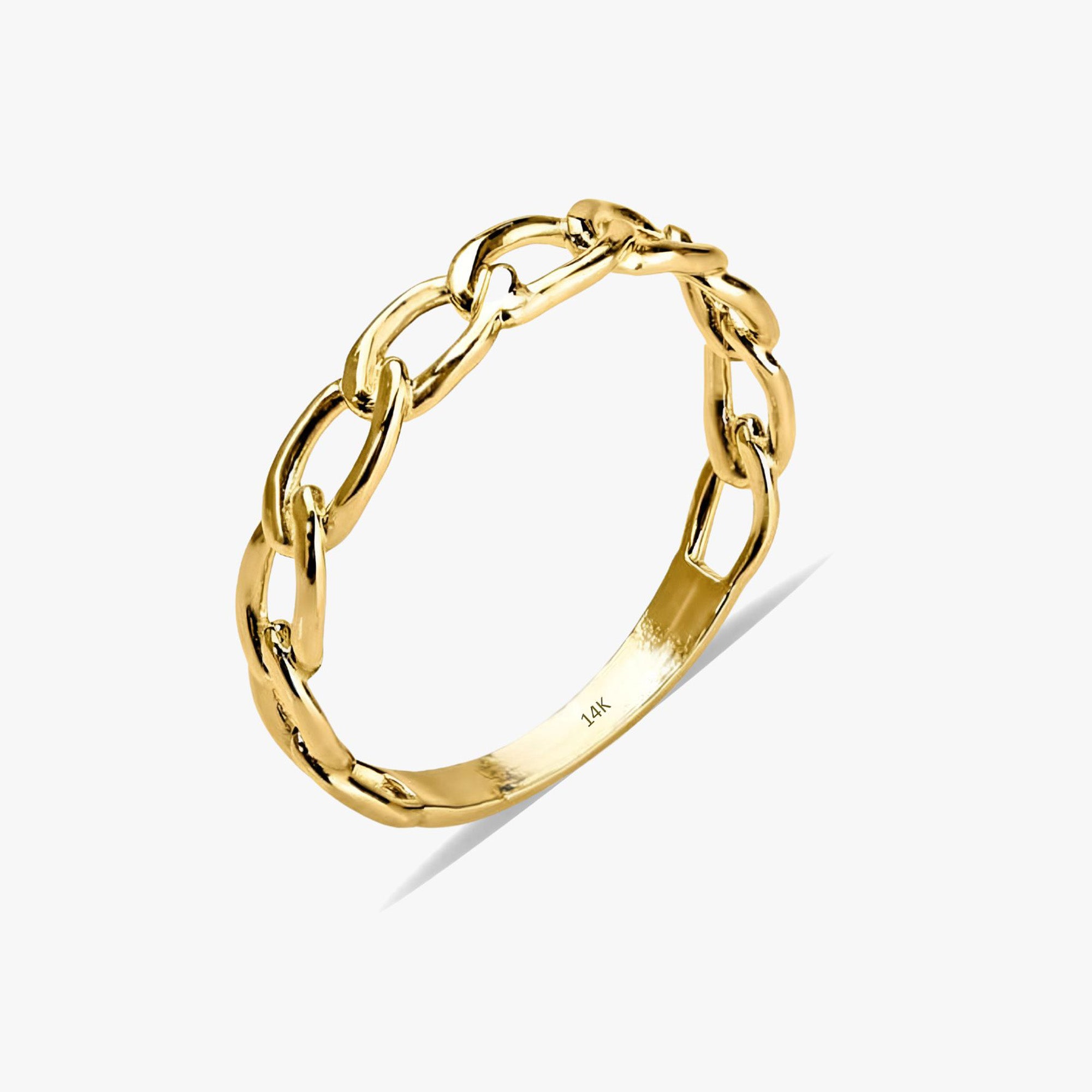 Minimalist Chain Ring in 14K Gold