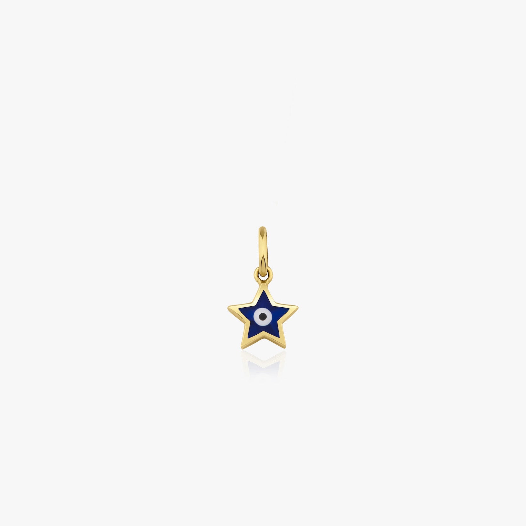 Mini Navy Blue Star Evil Eye Charm in 14K Gold