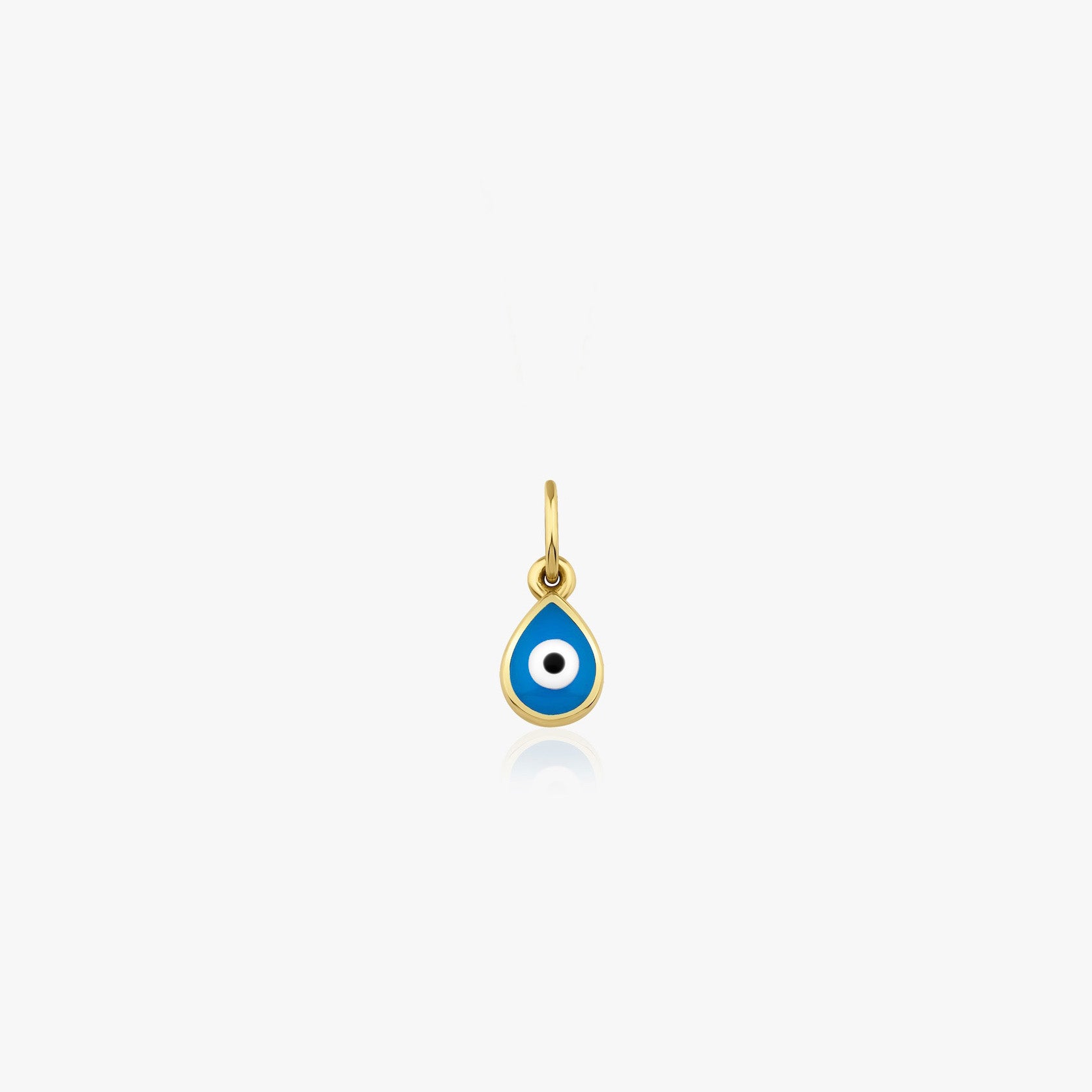 Mini Raindrop Navy Blue Evil Eye Charm in 14K Gold