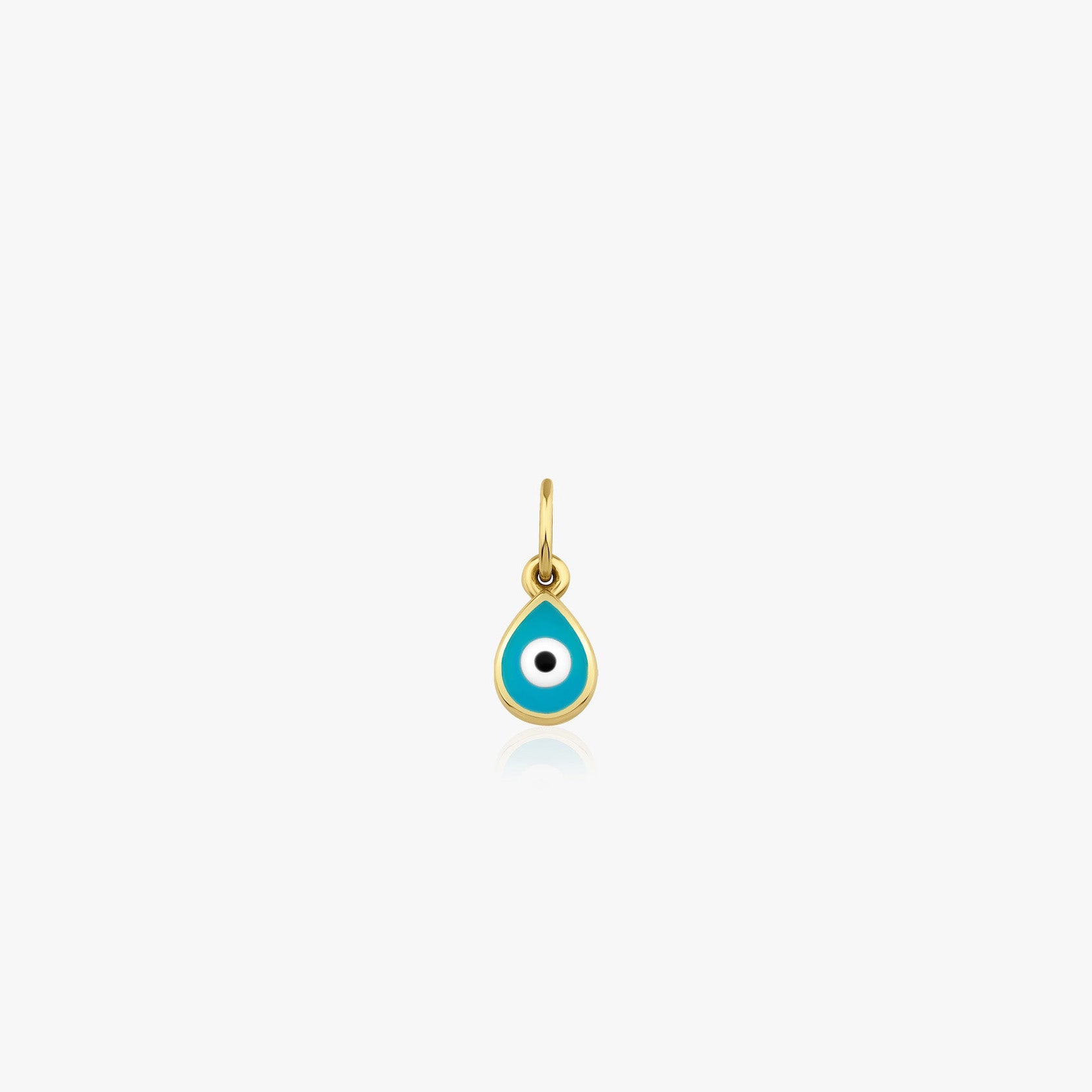 Mini Raindrop Turquoise Evil Eye Charm in 14K Gold