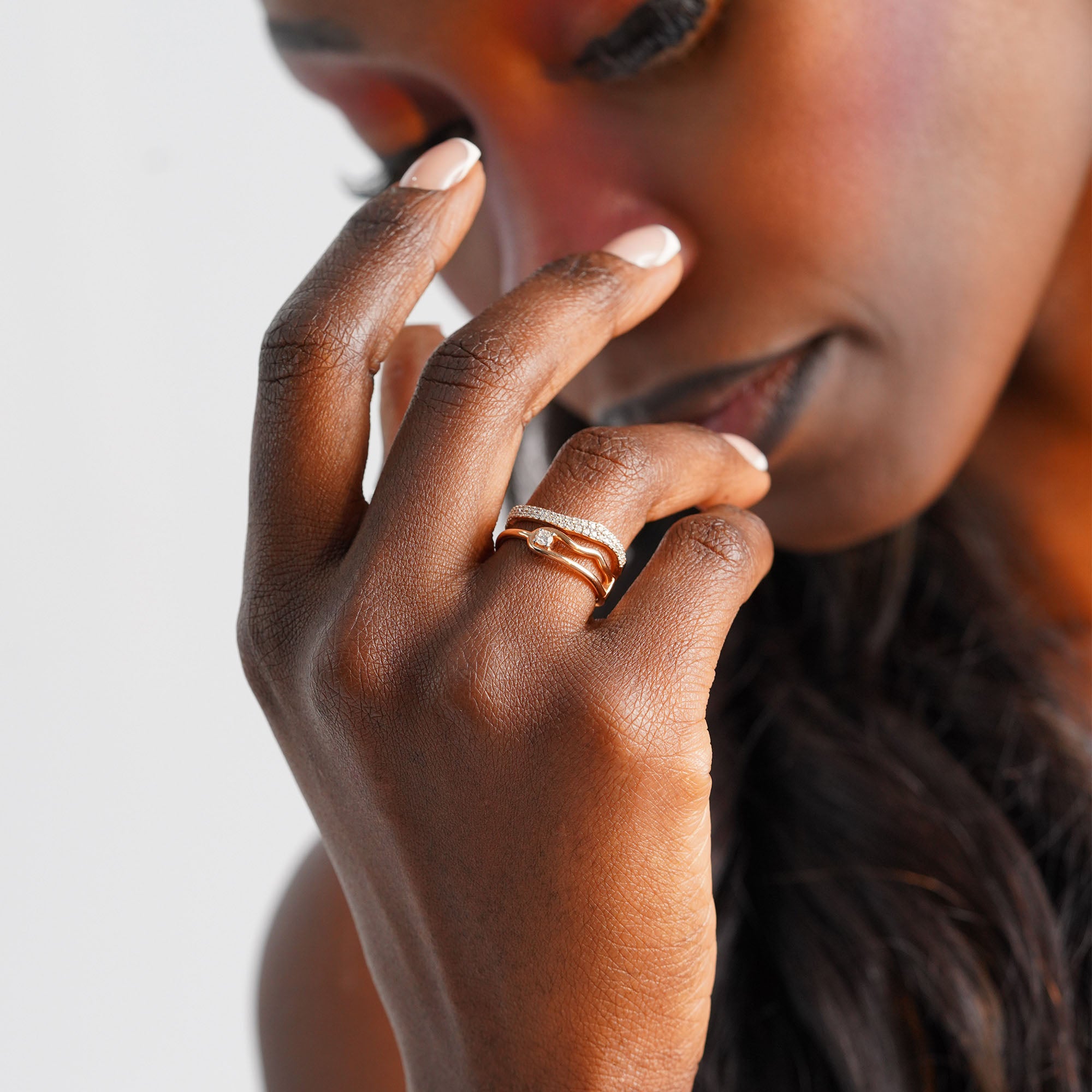 Diamond Modern Organic Shape Ring in 14K Gold