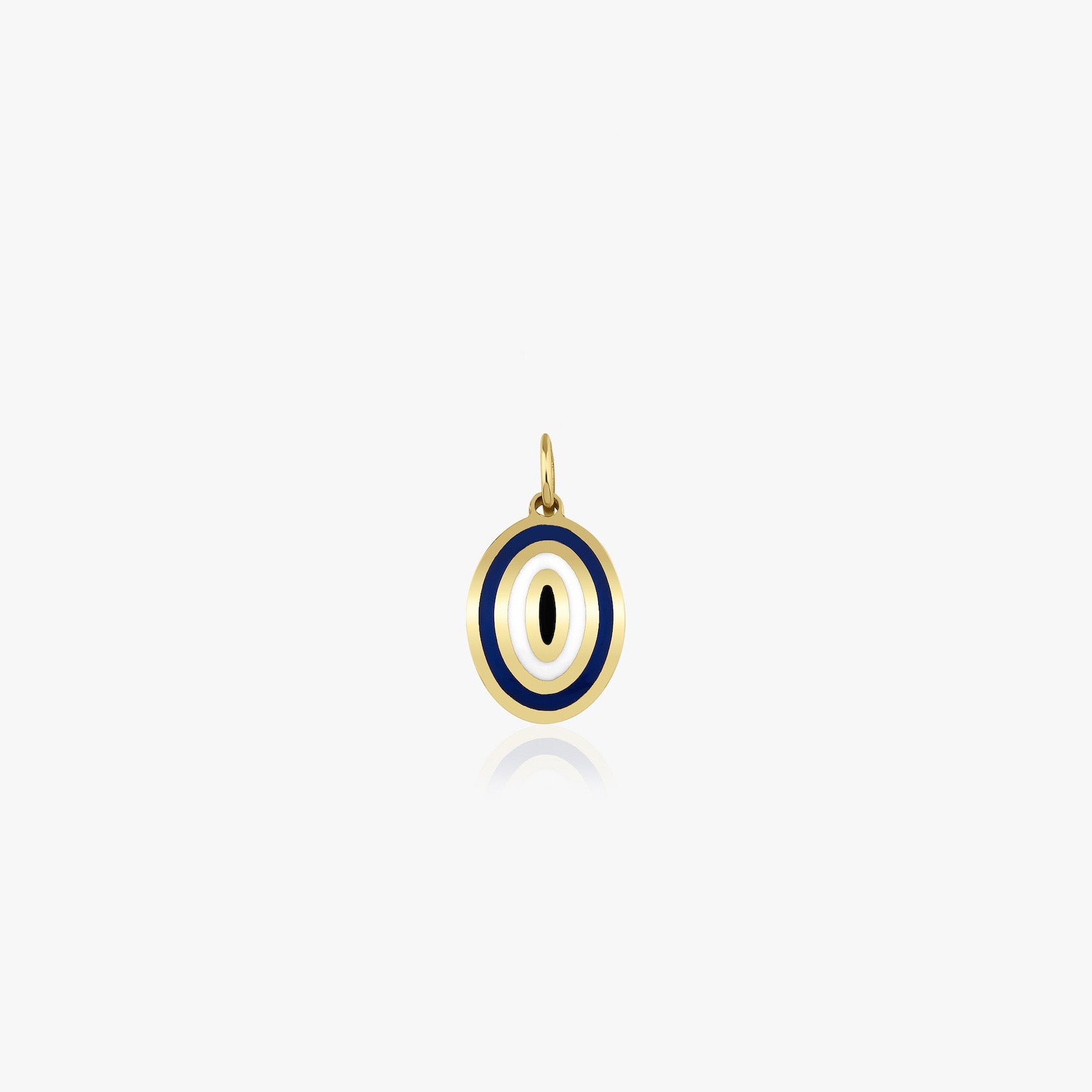 Oval Navy Blue Evil Eye Charm in 14K Gold