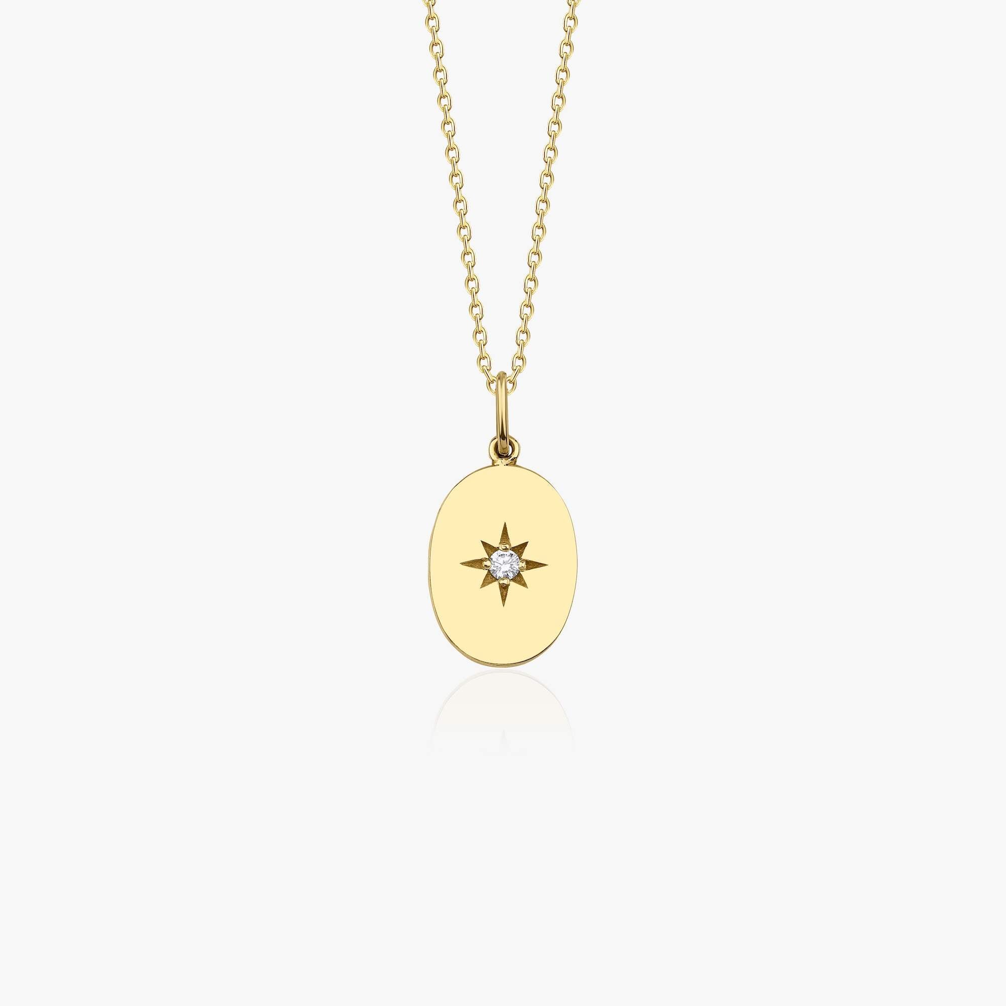 Diamond Oval North Star Pendant Necklace