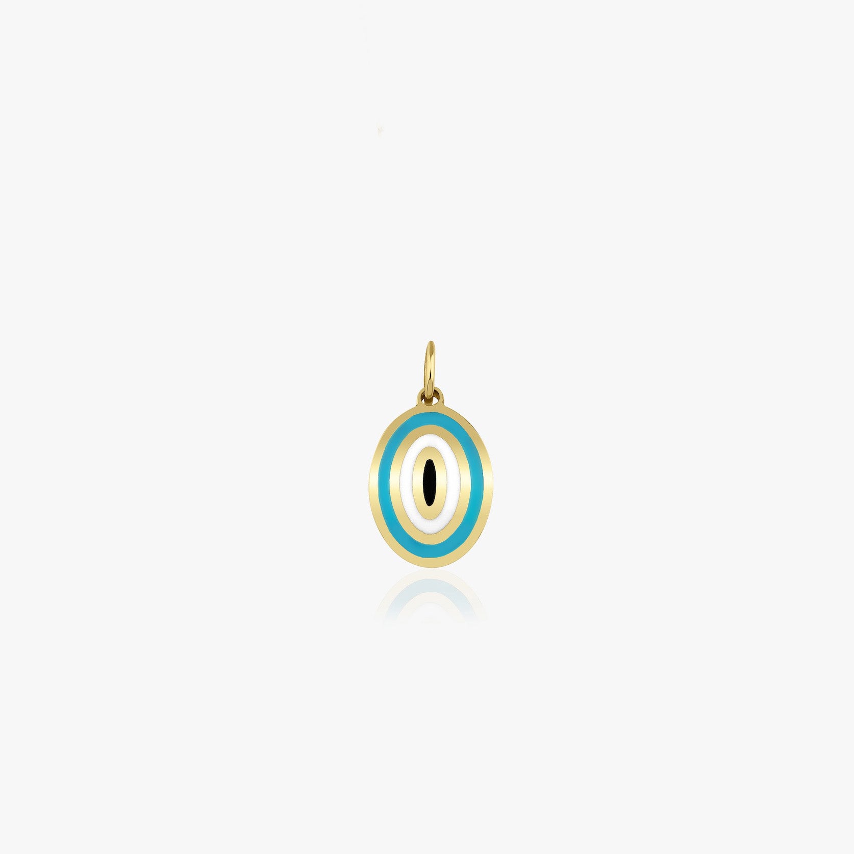 Oval Ocean Blue Evil Eye Charm in 14K Gold