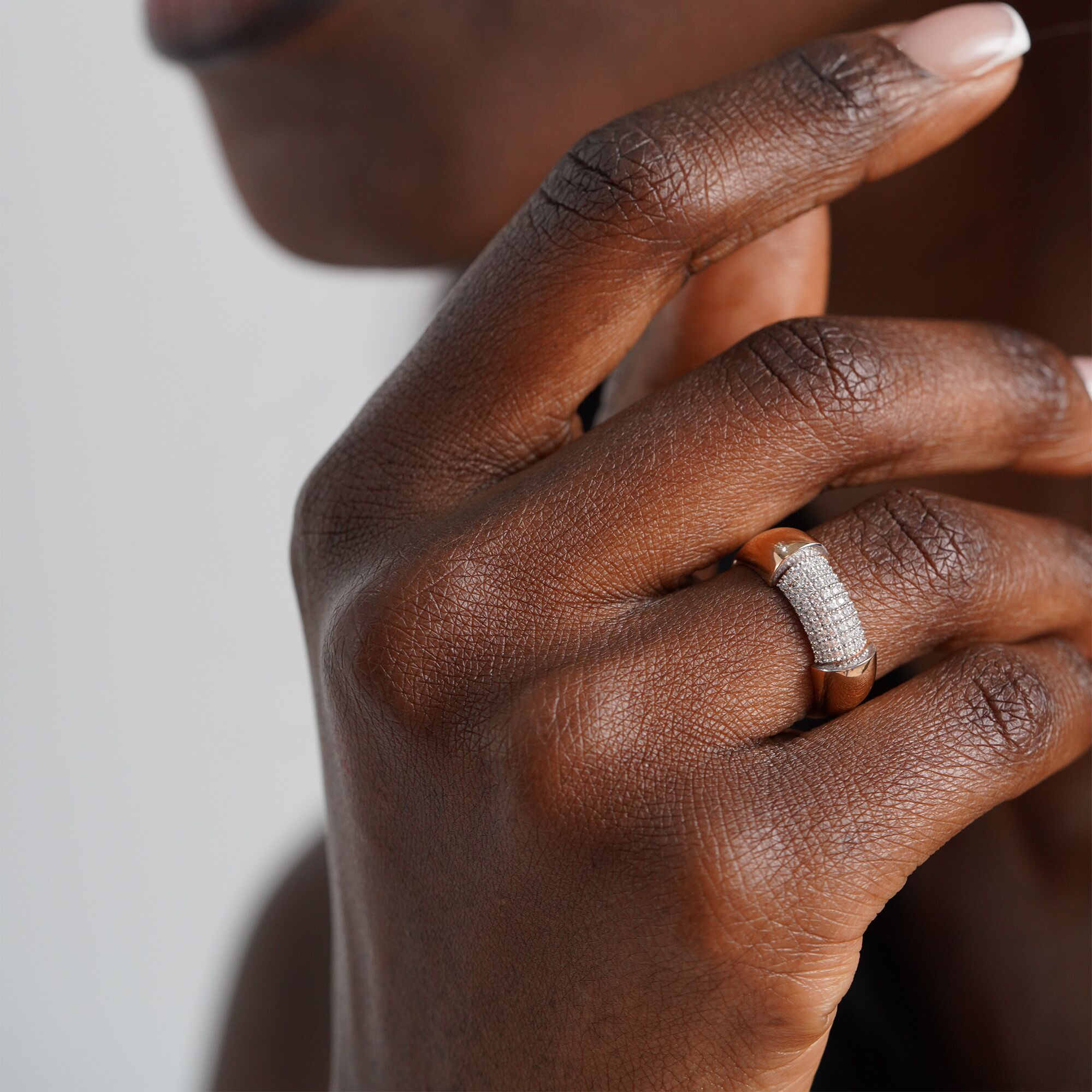 Modern Pave Set Diamond Ring in 14K Gold