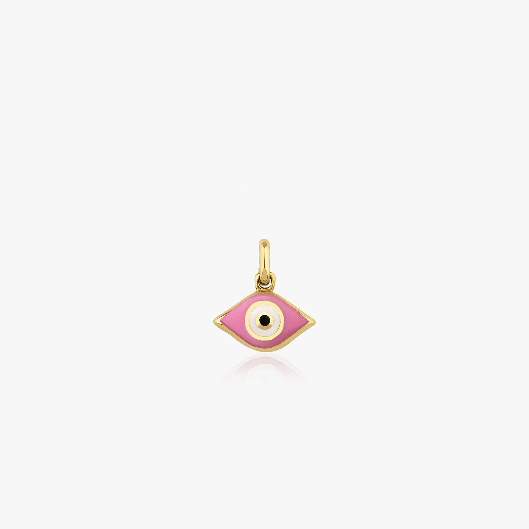 Pink Greek Eye Charm in 14K Gold