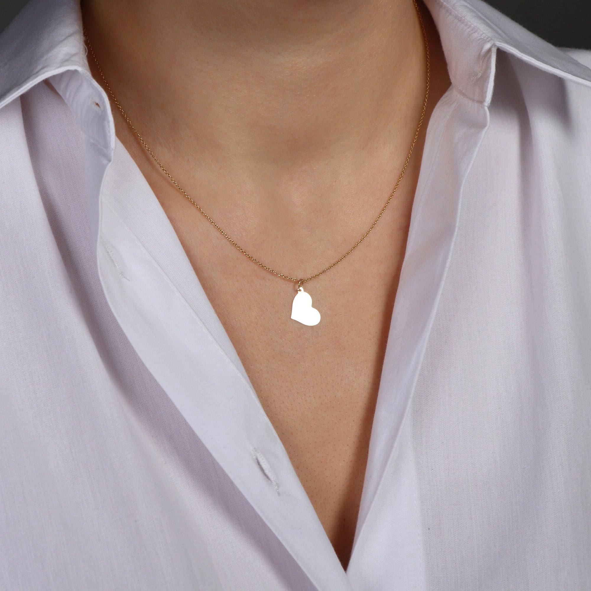 Minimal Sideways Heart Necklace in 14K Gold