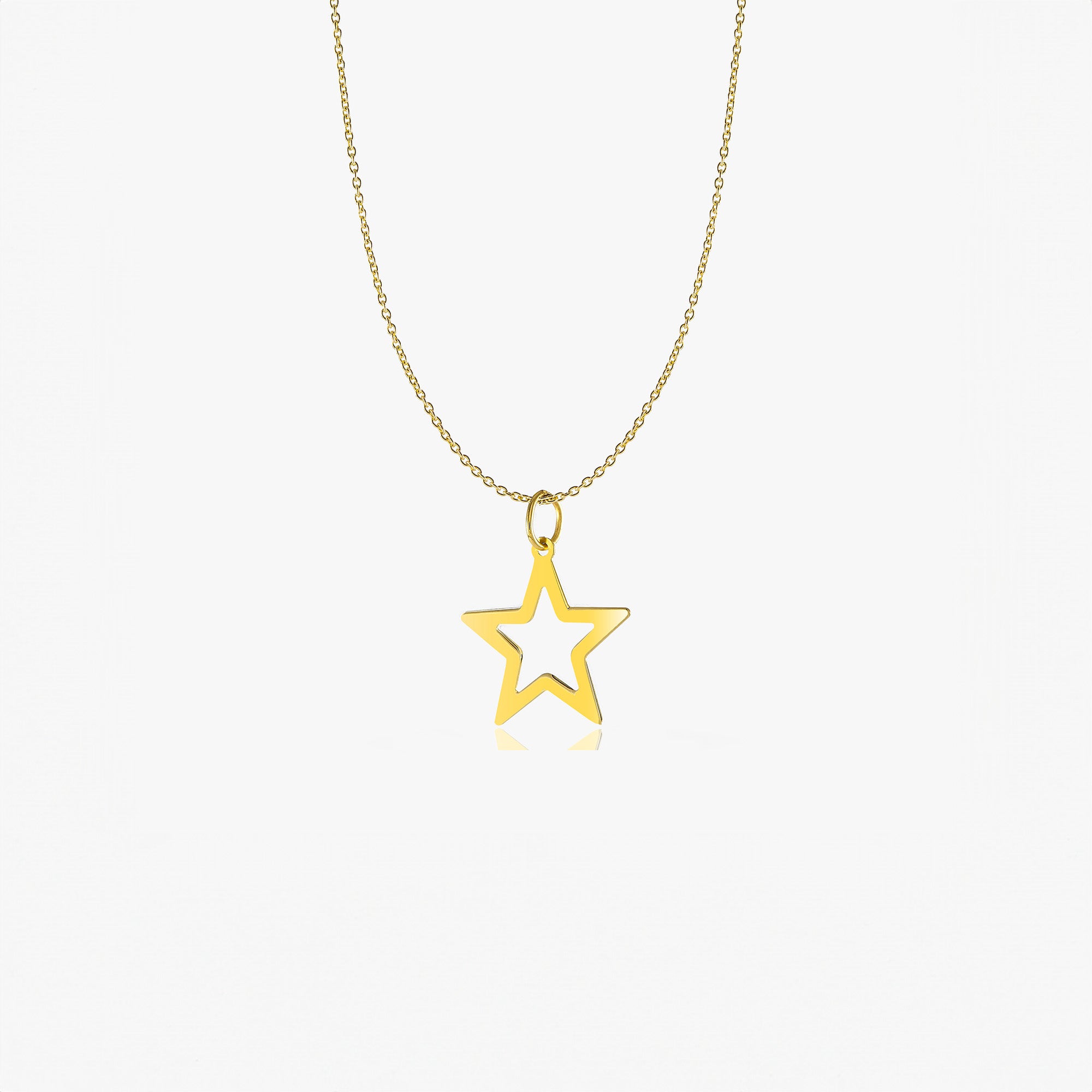 Open Star Necklace in 14K Gold