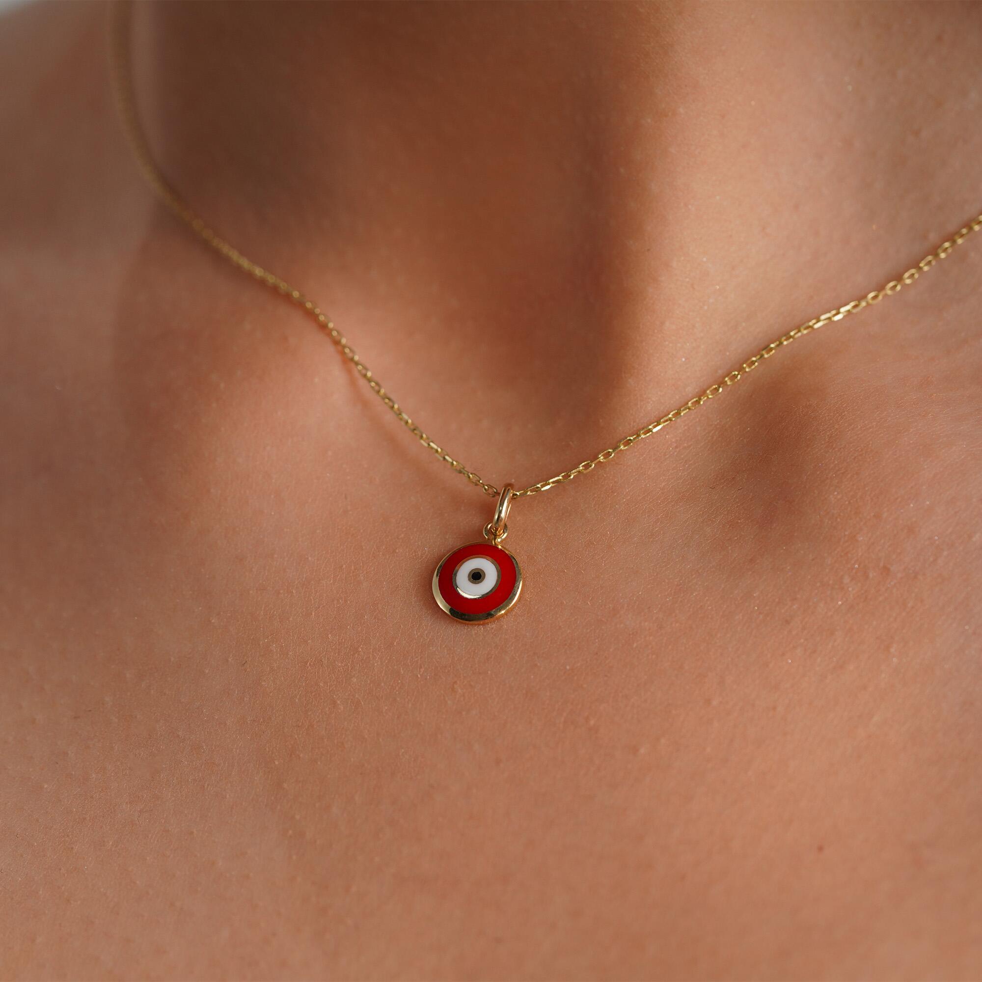 Red Evil Eye Charm in 14K Gold