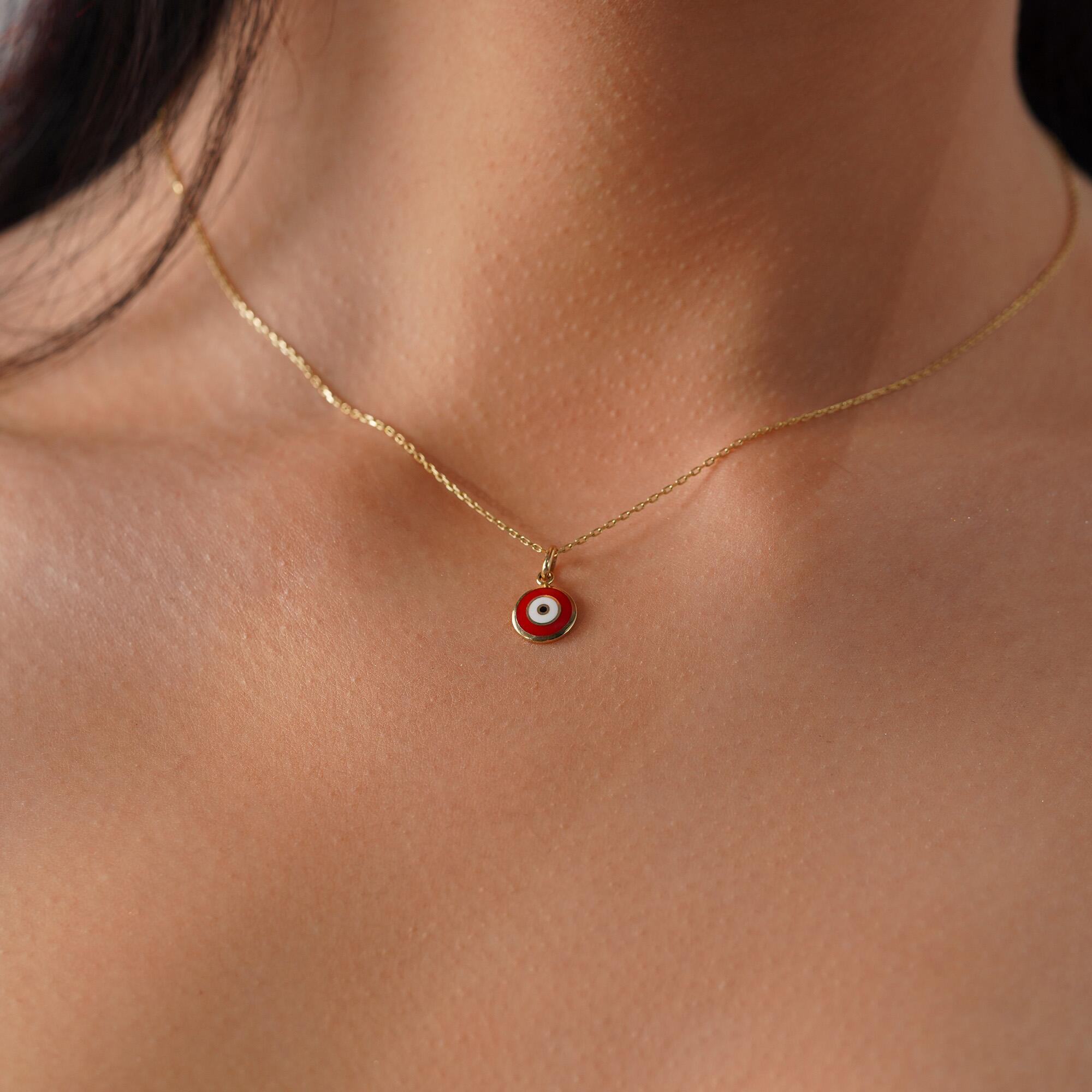 Red Evil Eye Charm in 14K Gold