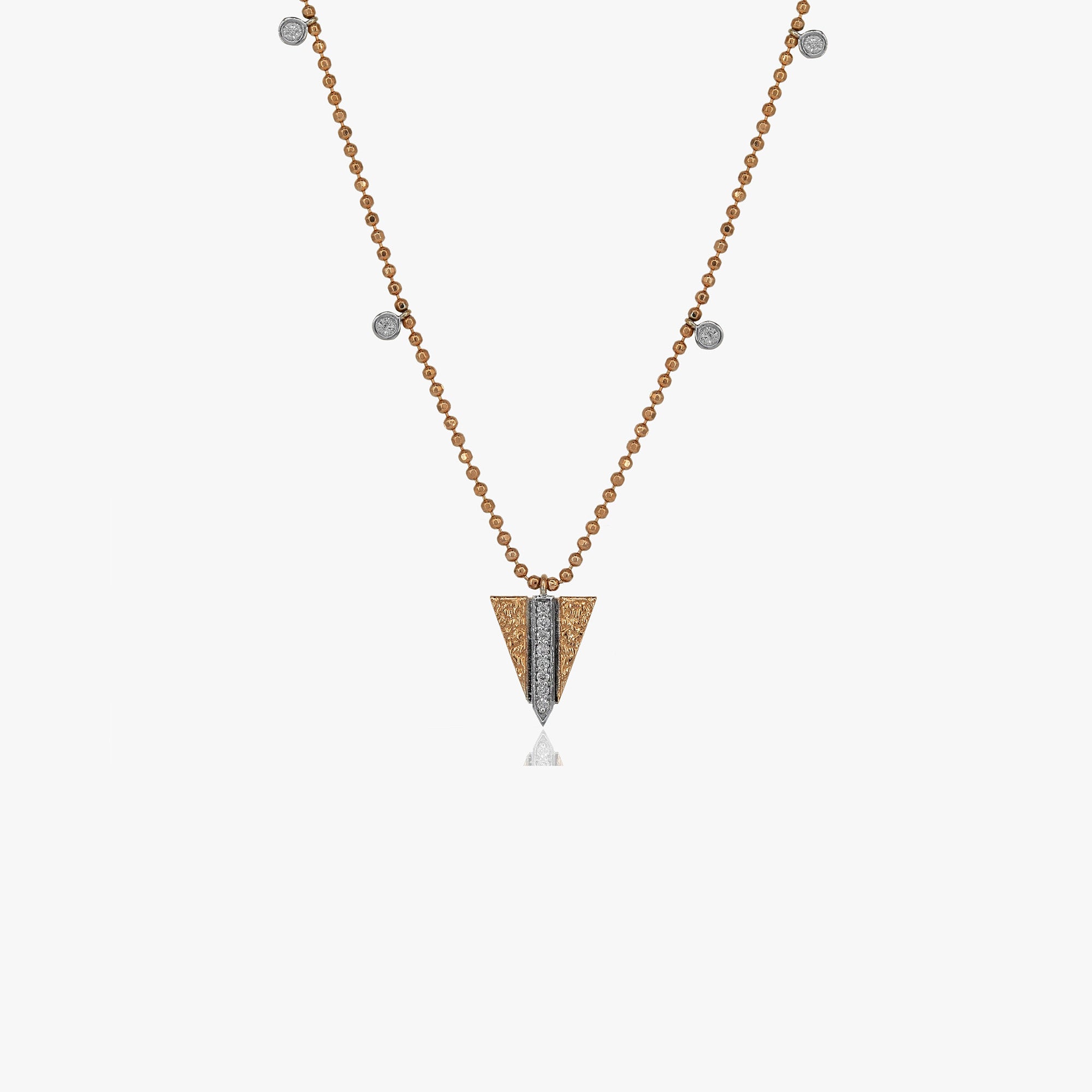 Spike Station Necklace IN 14K Gold