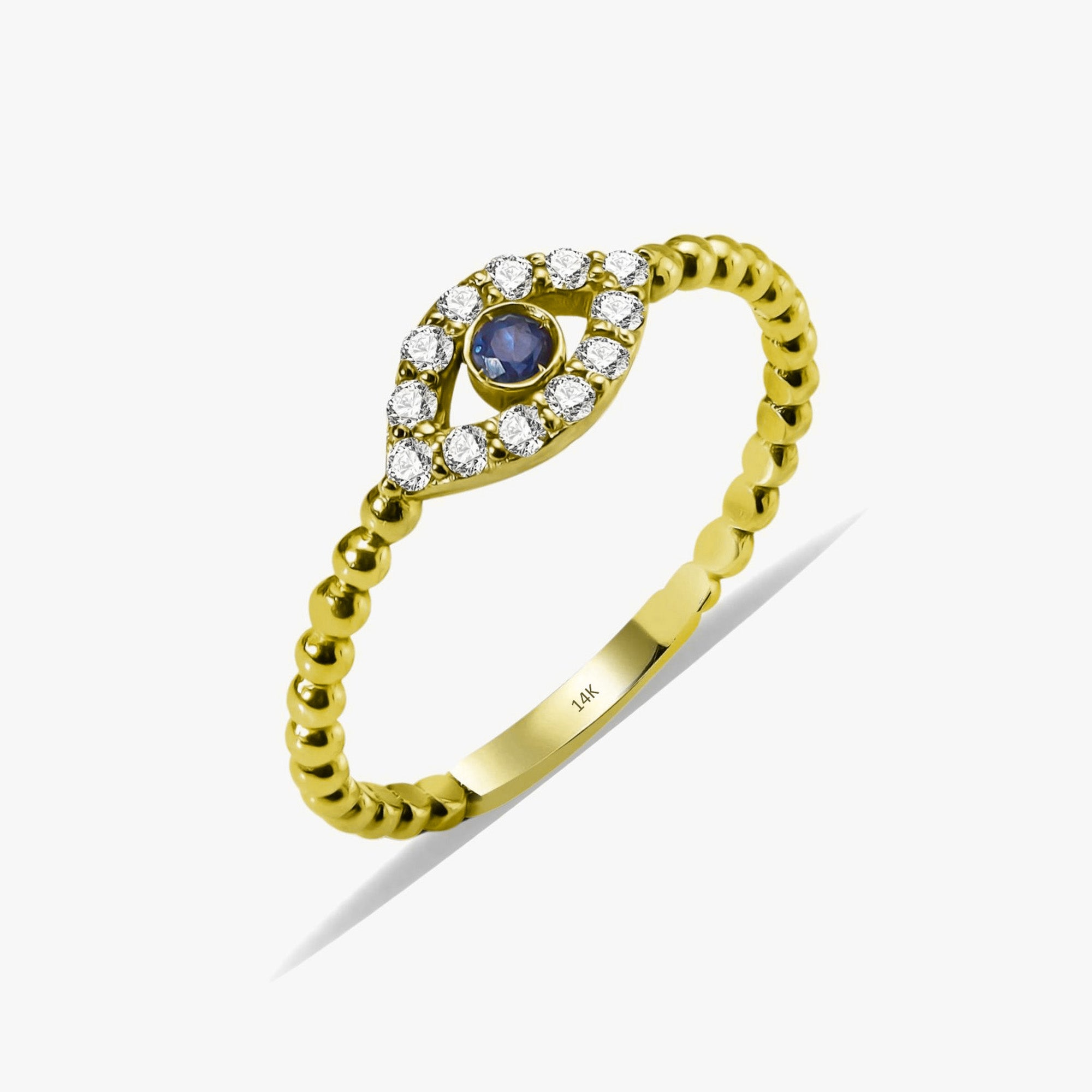 Minimal Protection Evil Eye Ring in 14K Gold