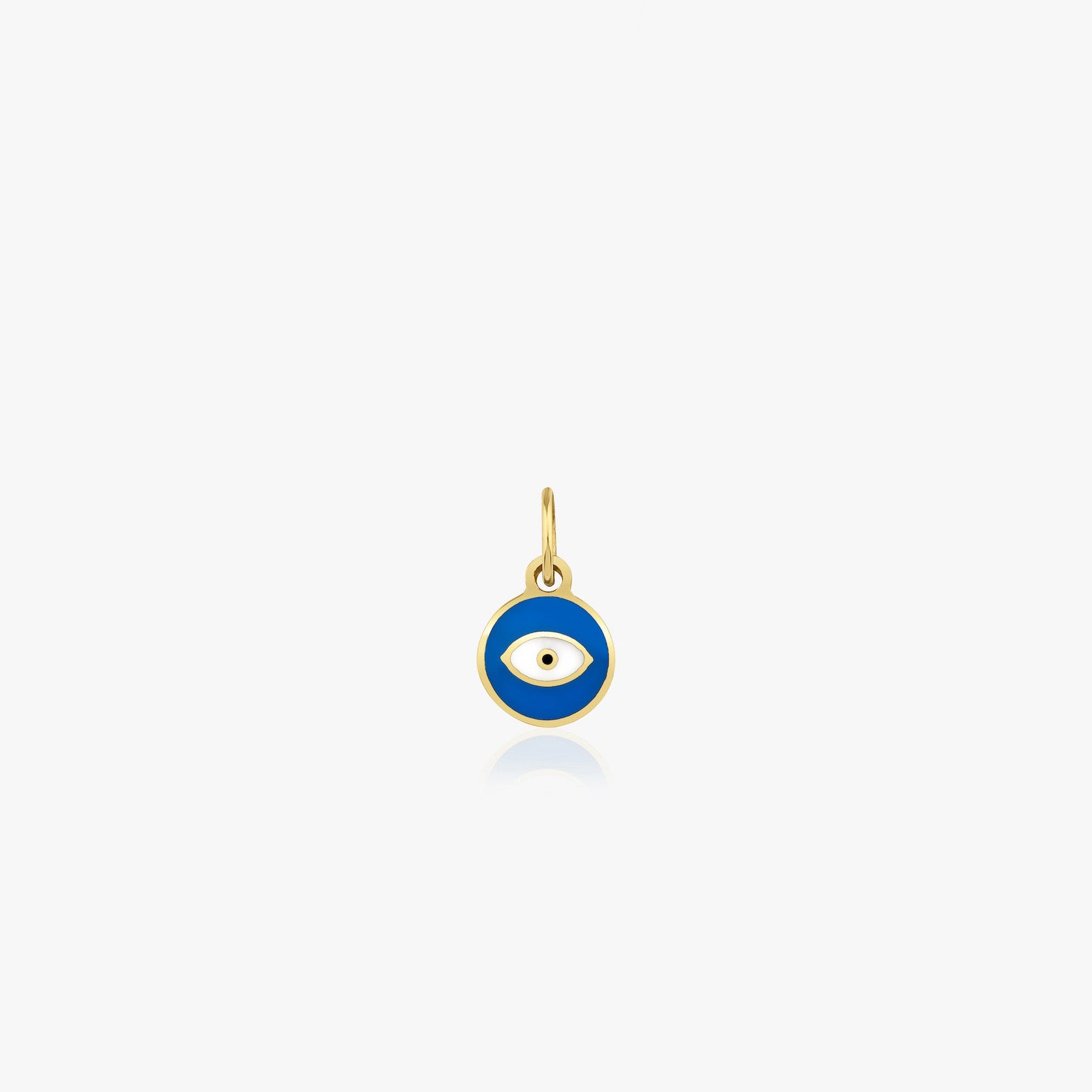 Itty Bitty Tiny Navy Blue Eye Charm in 14K Gold