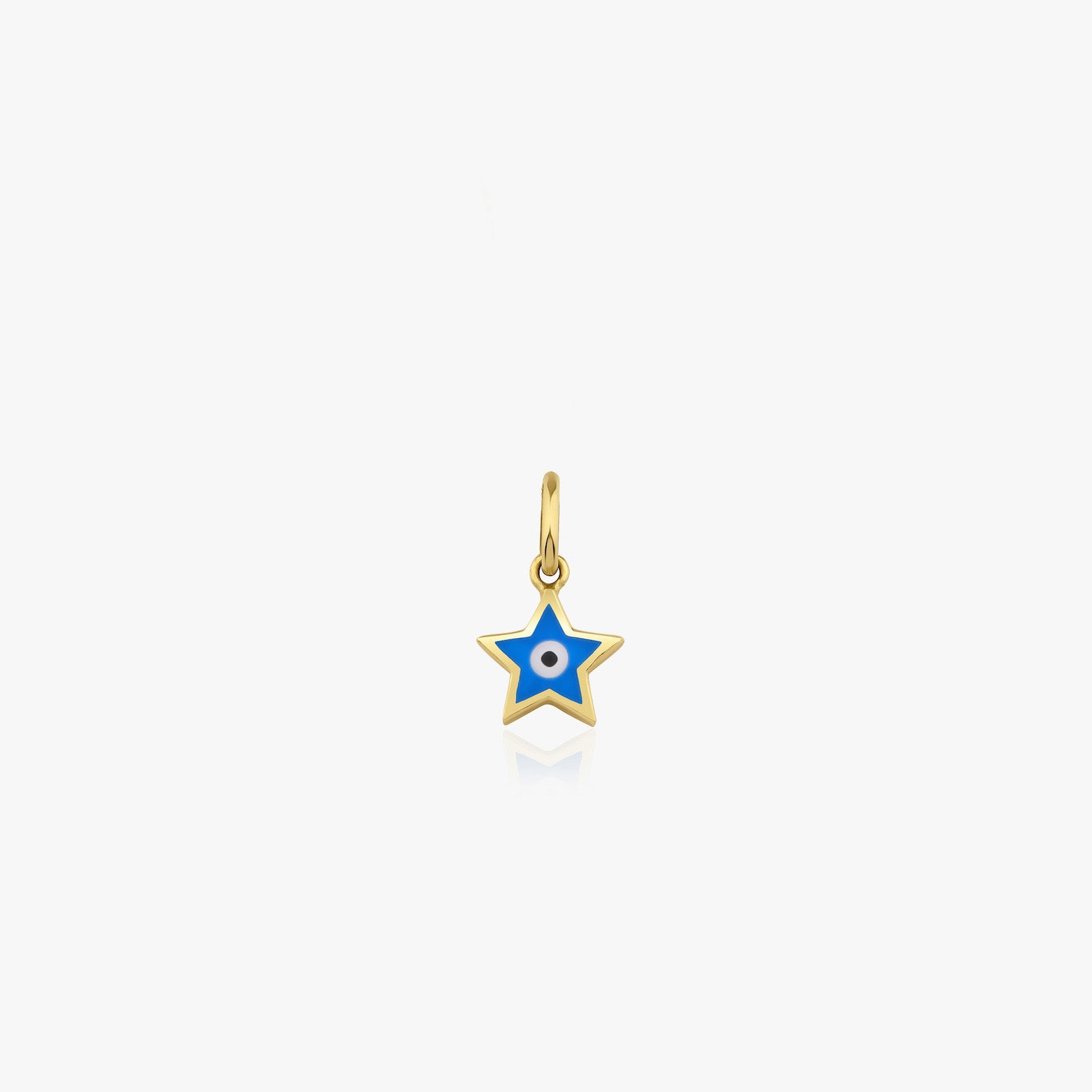 Mini Ocean Blue Star Evil Eye Charm in 14K Gold