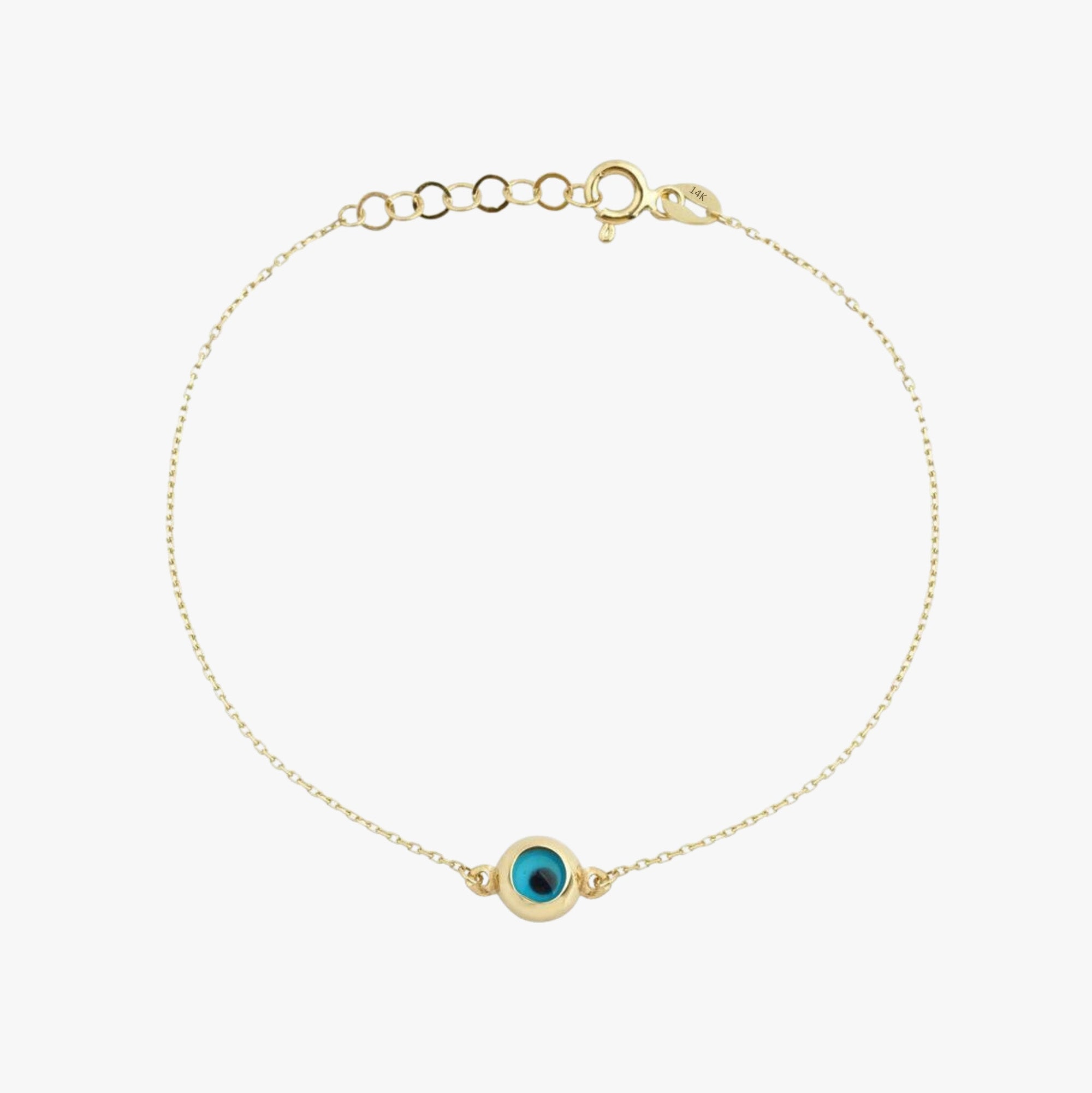 Dainty Evil Eye Bracelet in 14K Gold