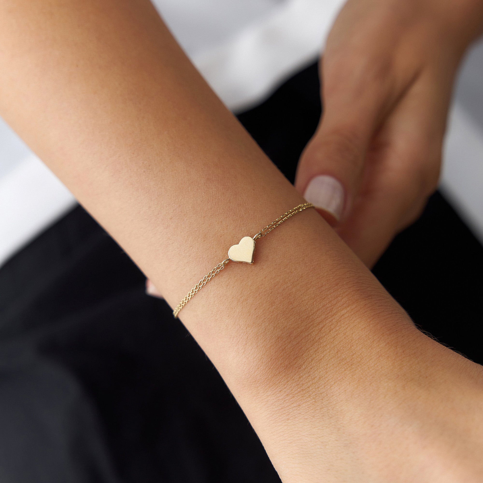 Mini Heart Bracelet in 14K Gold