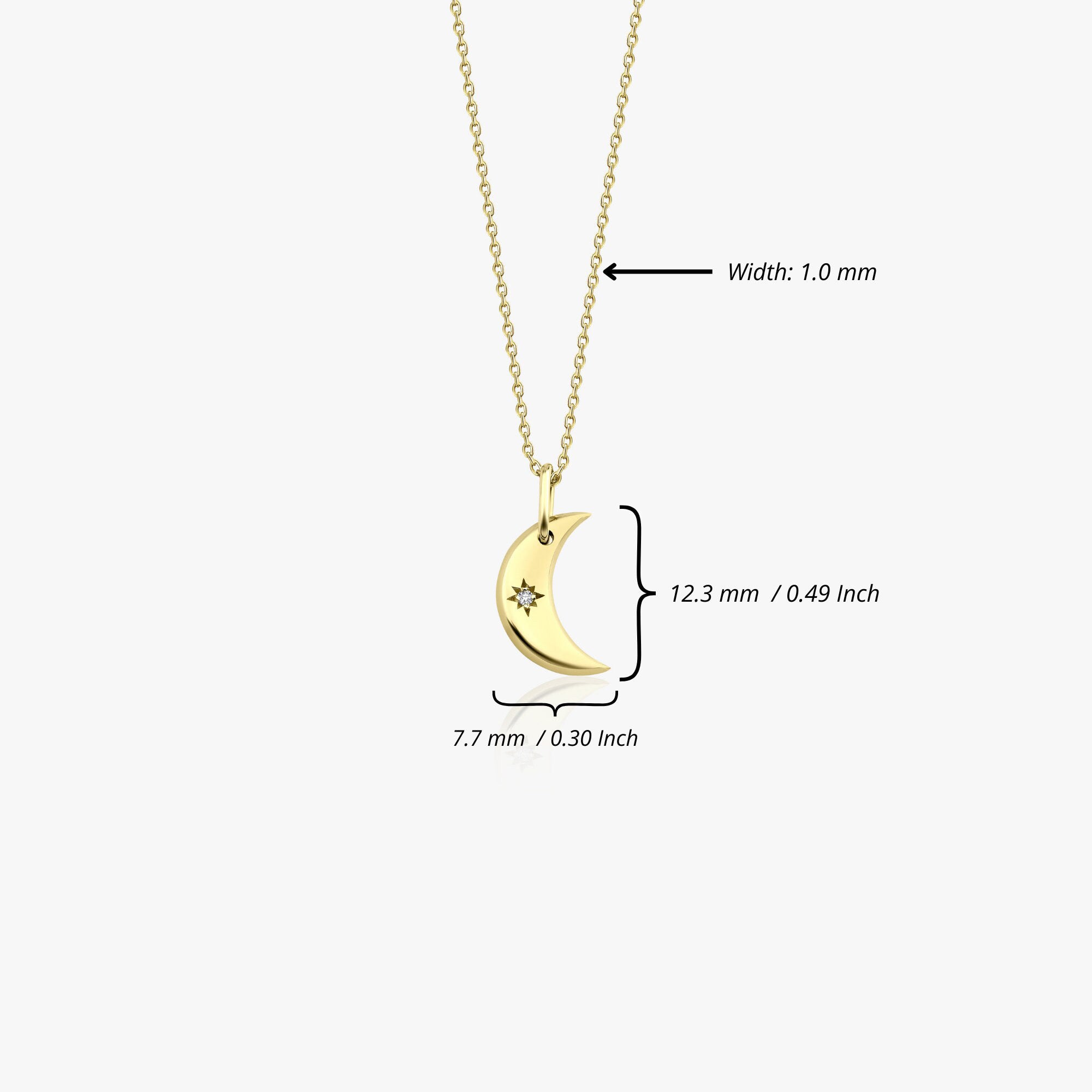 Mini Diamond Crescent Moon Necklace in 14K Gold