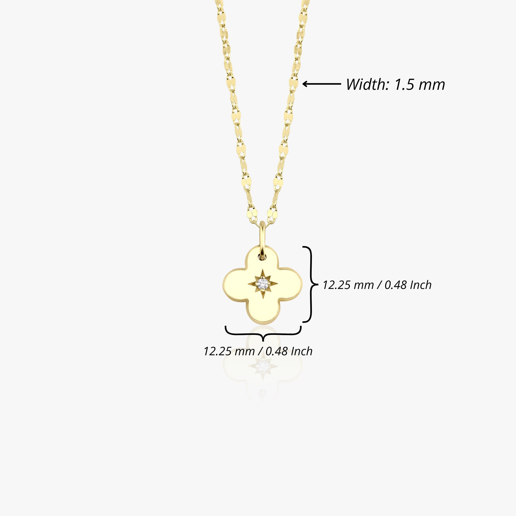 Mini Diamond Clover Necklace With Glitter Chain in 14K Gold