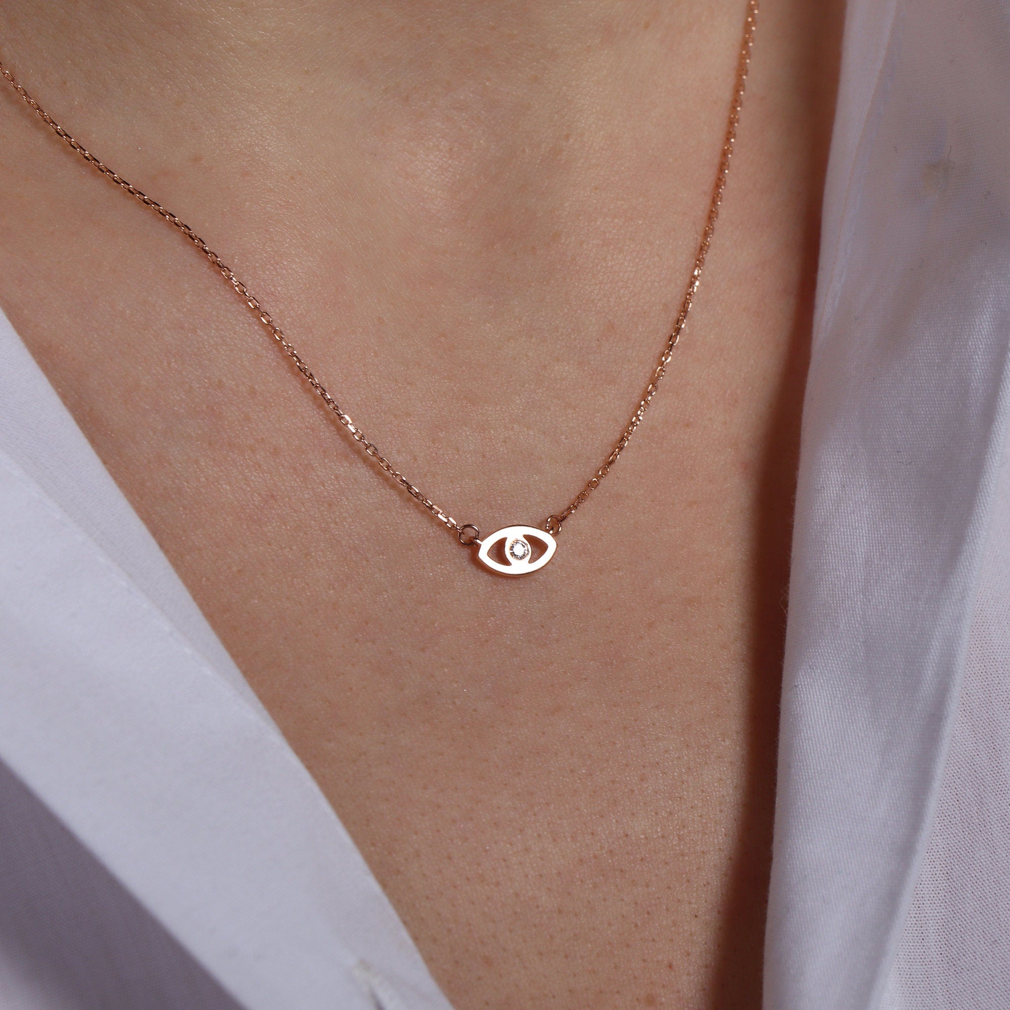 Mini Diamond Evil Eye Necklace