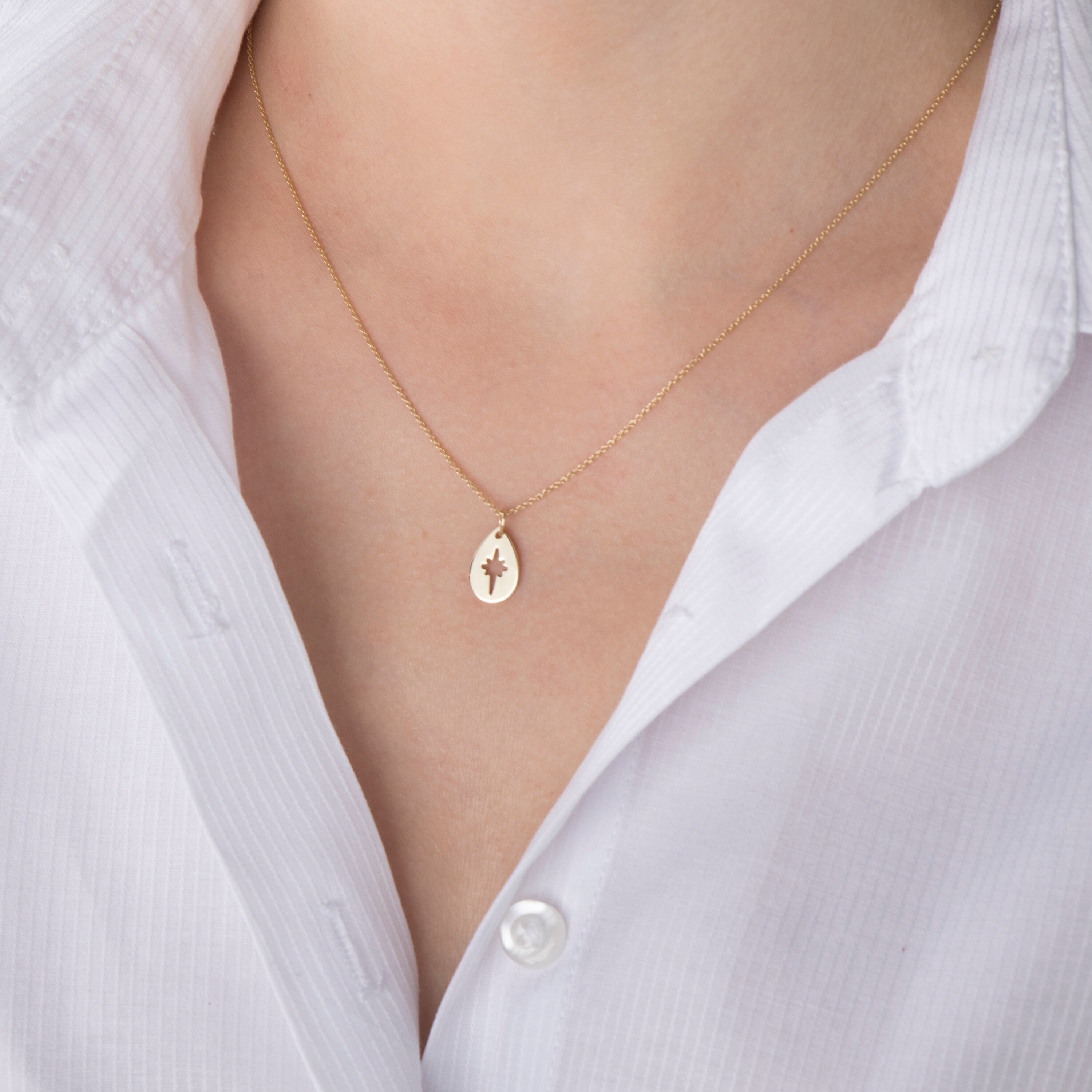 Celestial Raindrop Necklace in 14K Gold