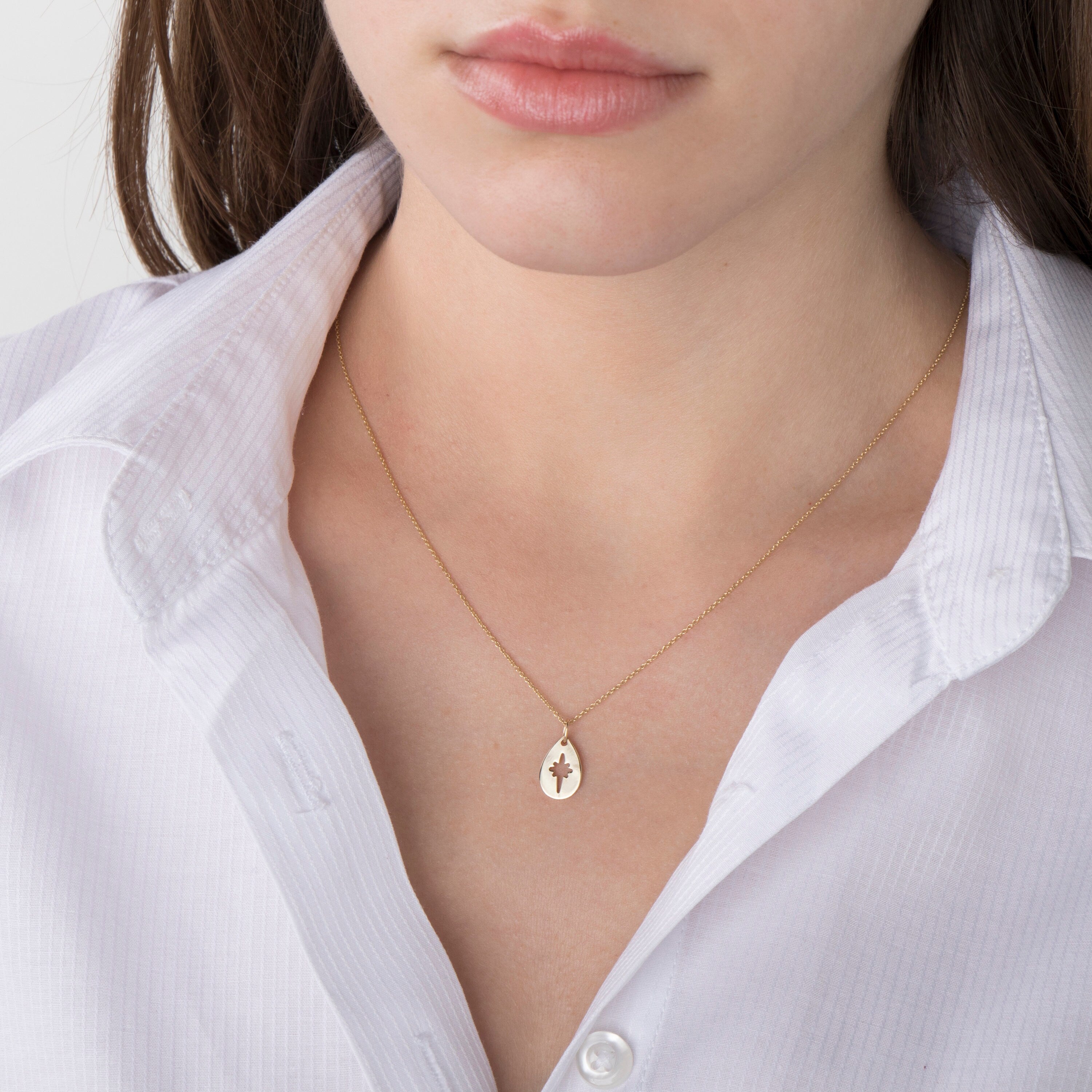 Celestial Raindrop Necklace in 14K Gold