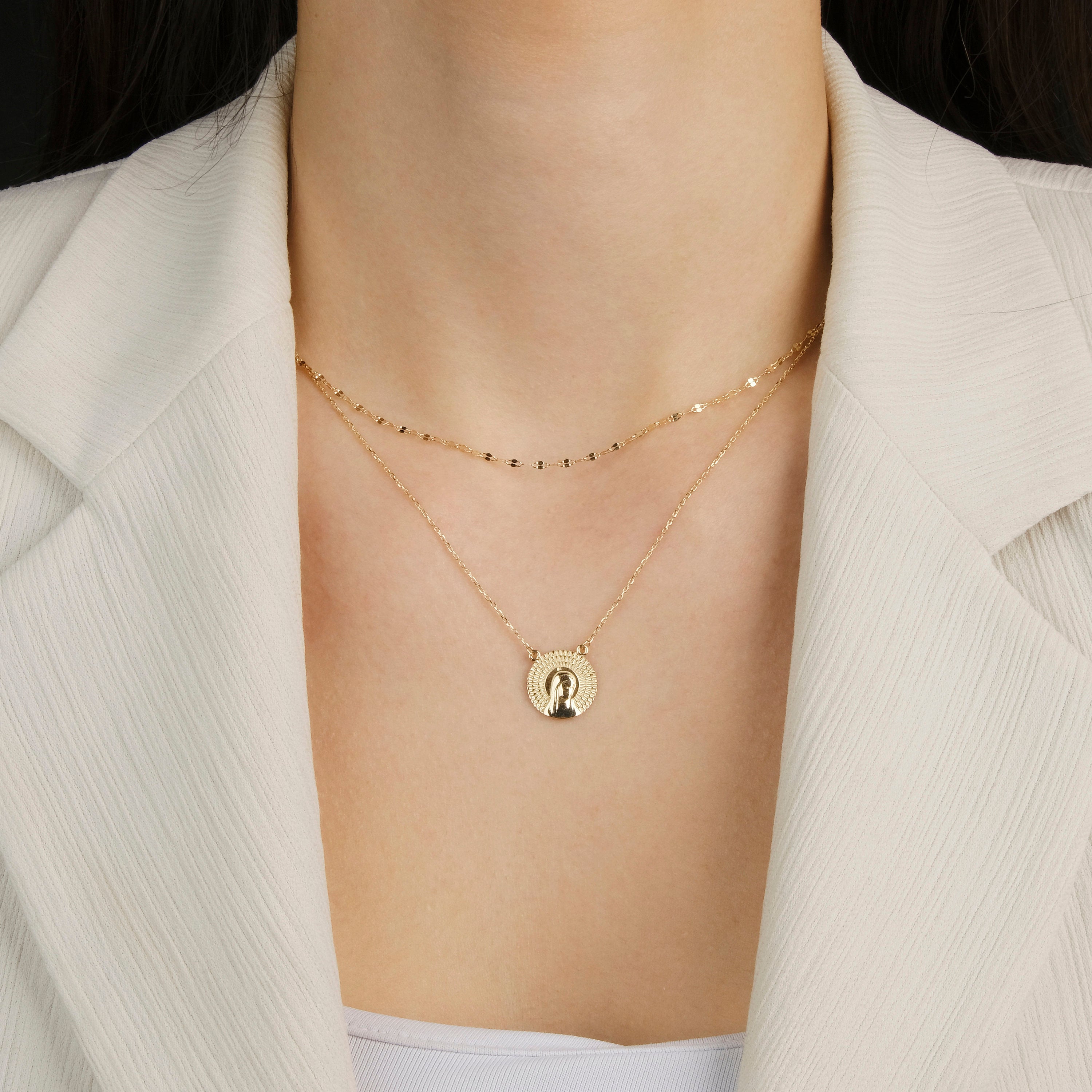 Virgin Mary Necklace in 14K Gold