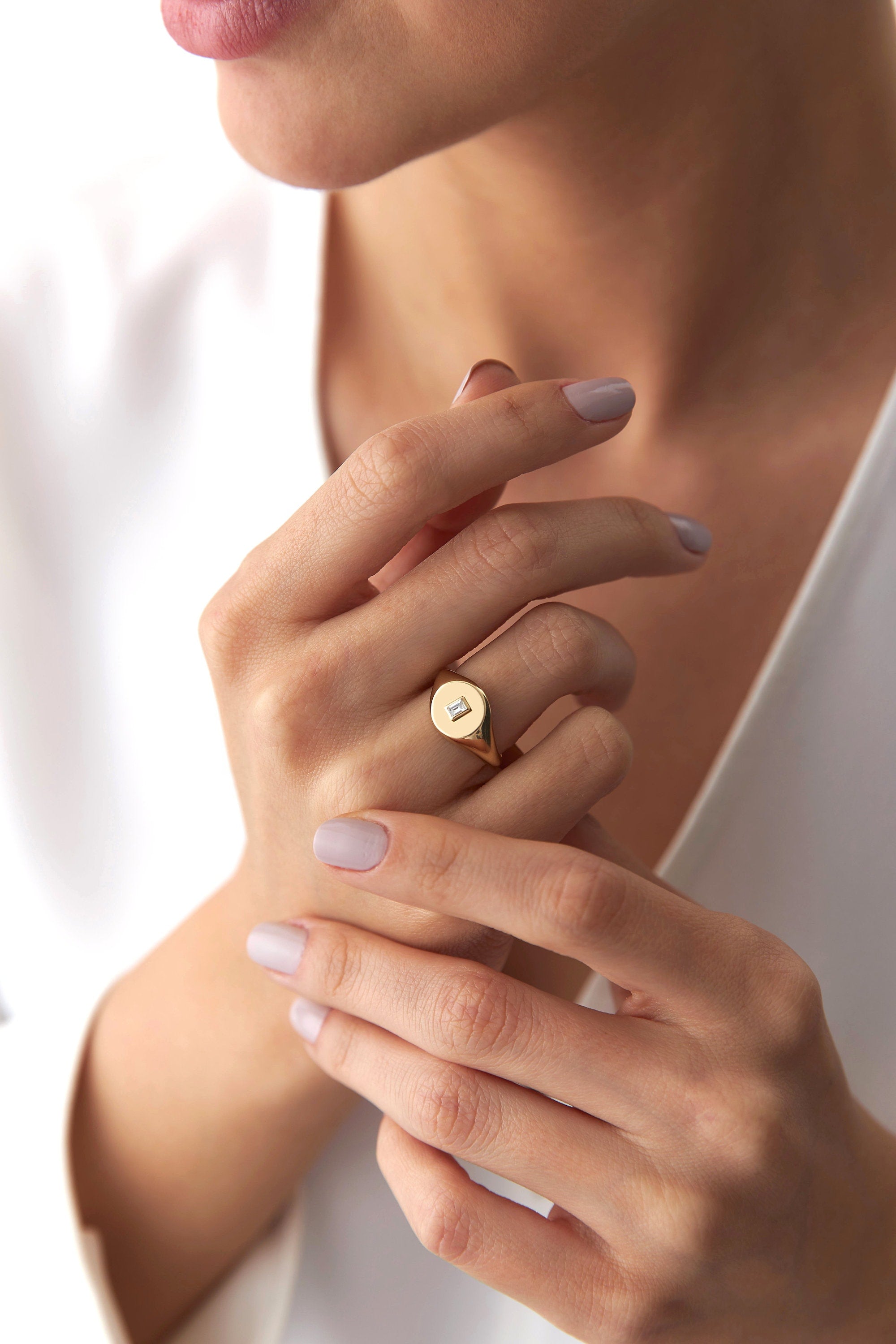 Minimal Baguette Diamond Ring in 14K Gold