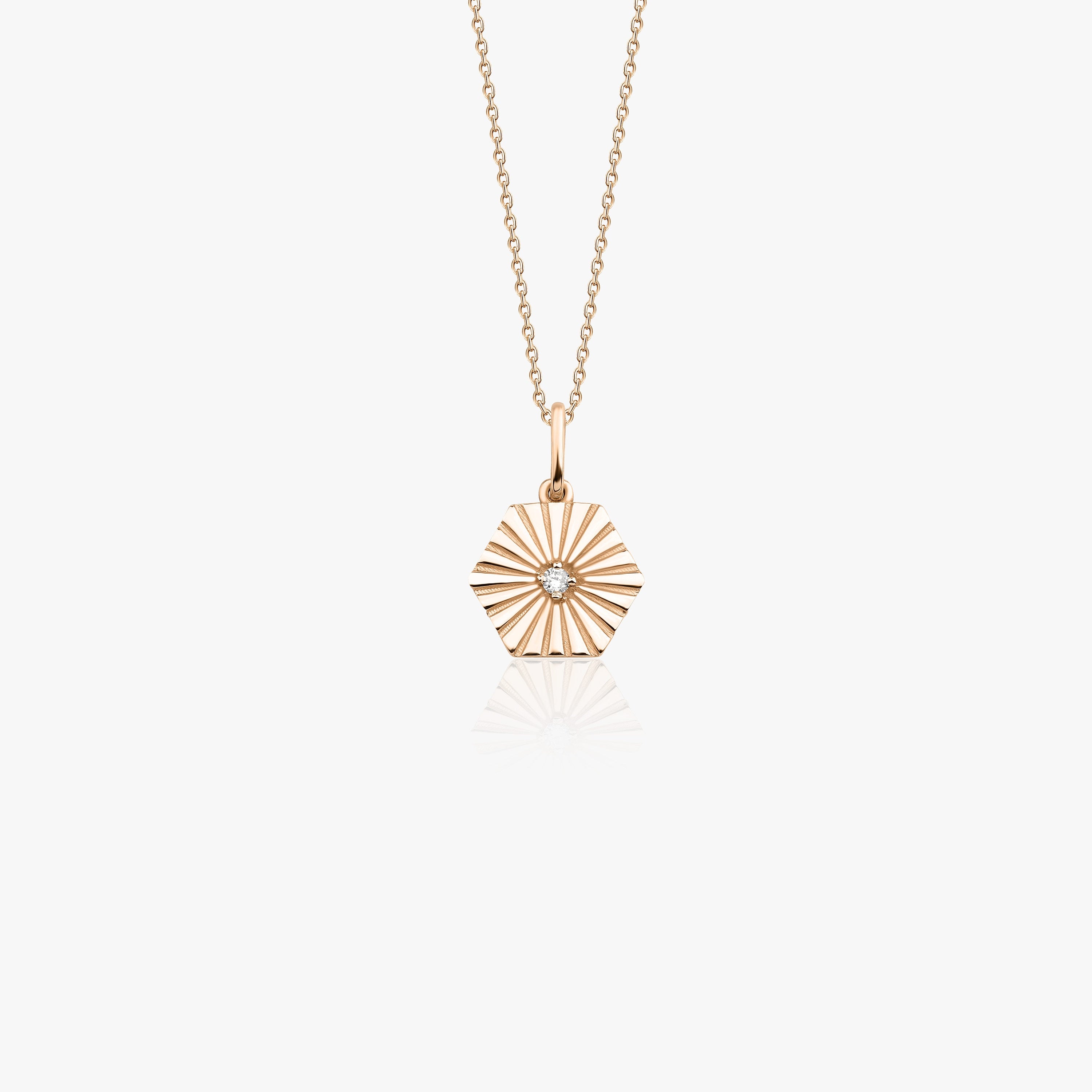 Diamond Honeycomb Pendant Necklace in 14K Gold