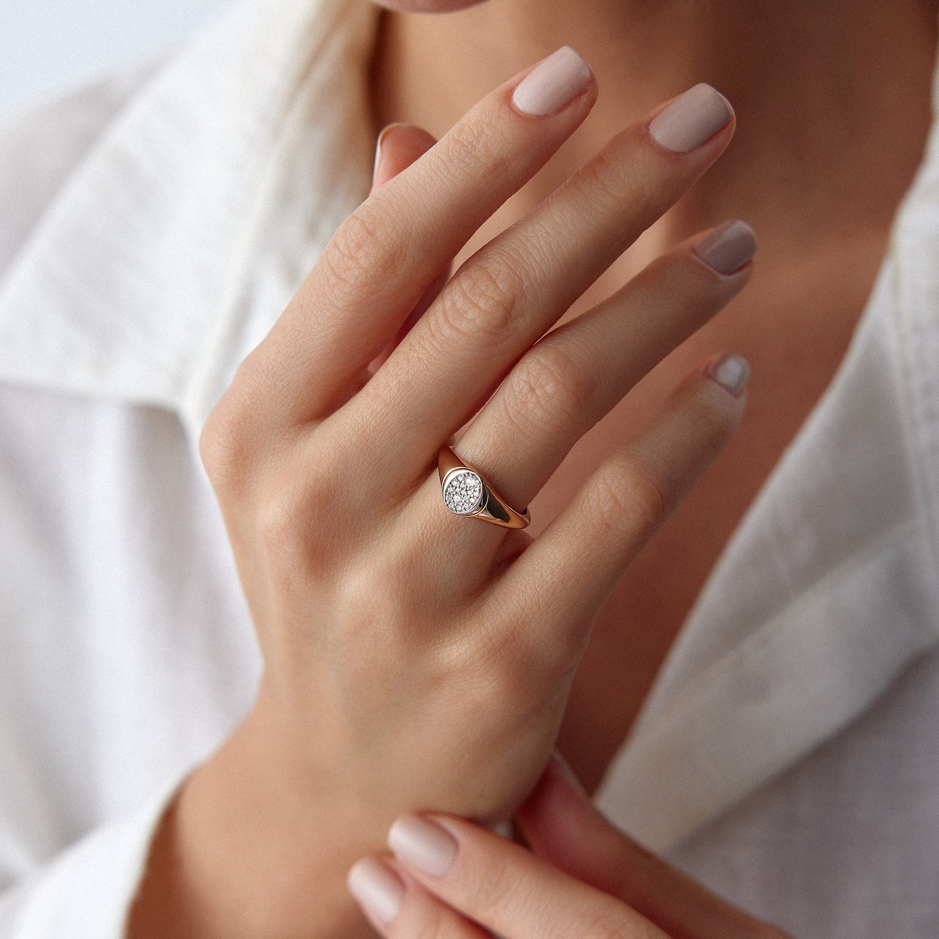 Oval Pave Diamond Ring in 14K Gold