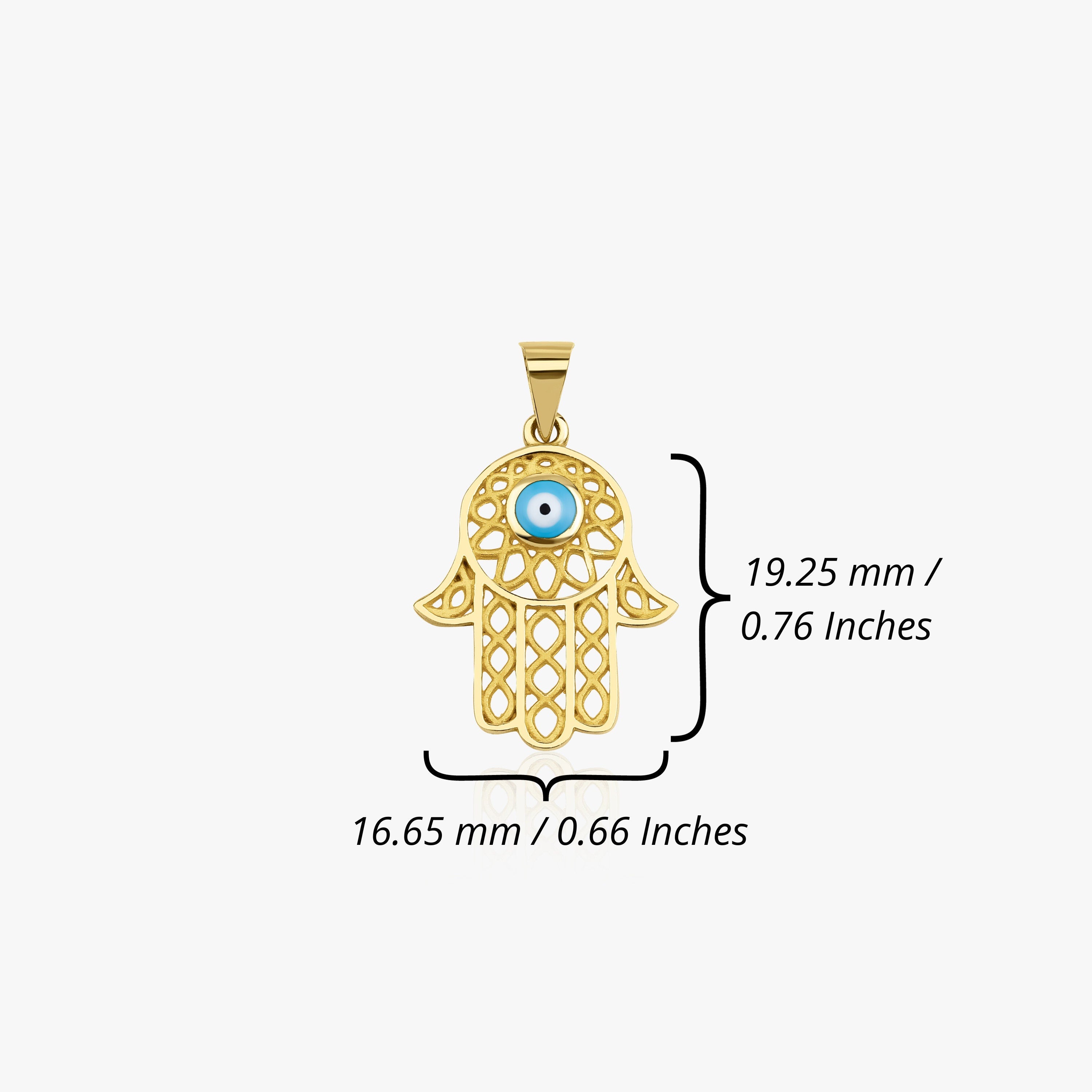 14K Gold Large Hamsa Pendant Necklace